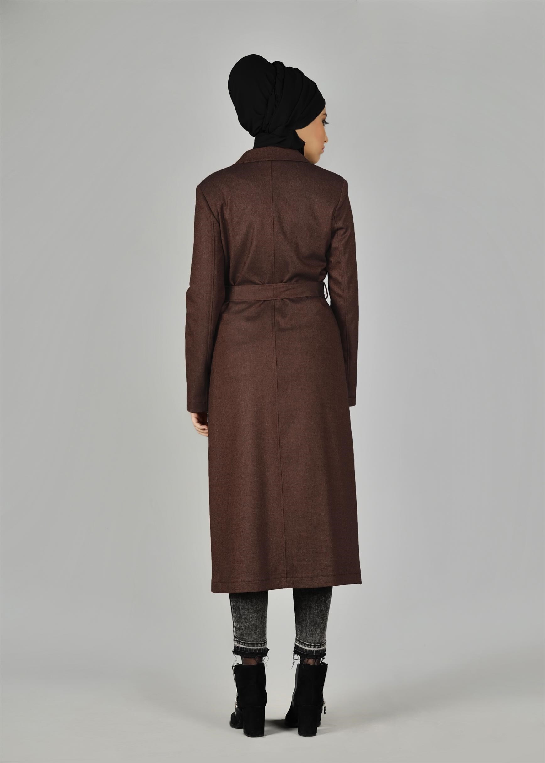 Tesettür giyim KAHVE 1927 TRENÇKOT