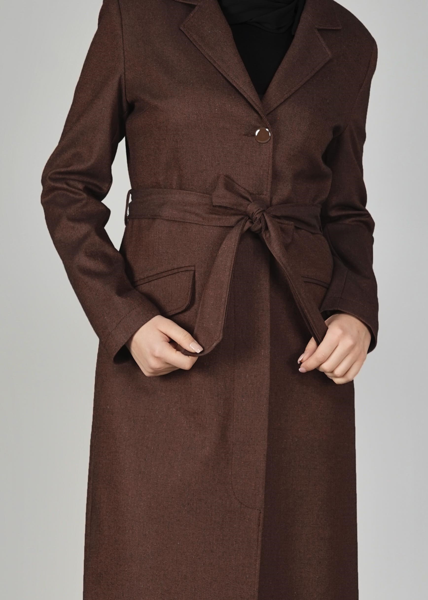 Tesettür giyim KAHVE 1927 TRENÇKOT