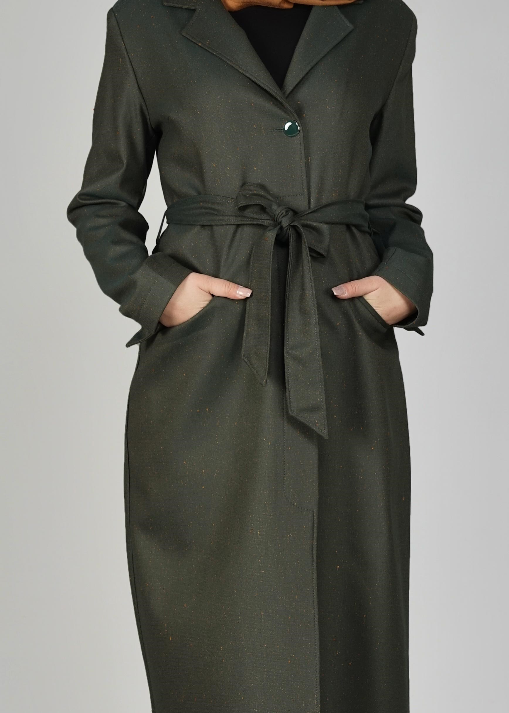 Tesettür giyim YEŞİL 1927 TRENÇKOT