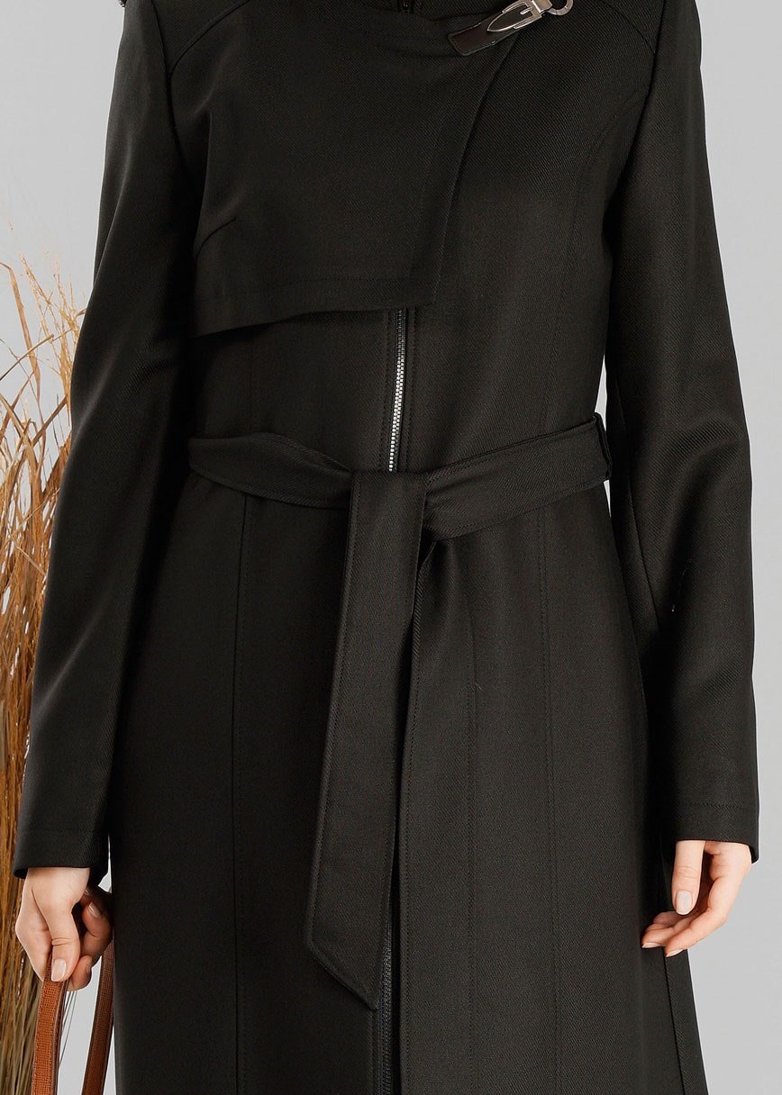 Tesettür giyim SİYAH 1928 TRENÇKOT