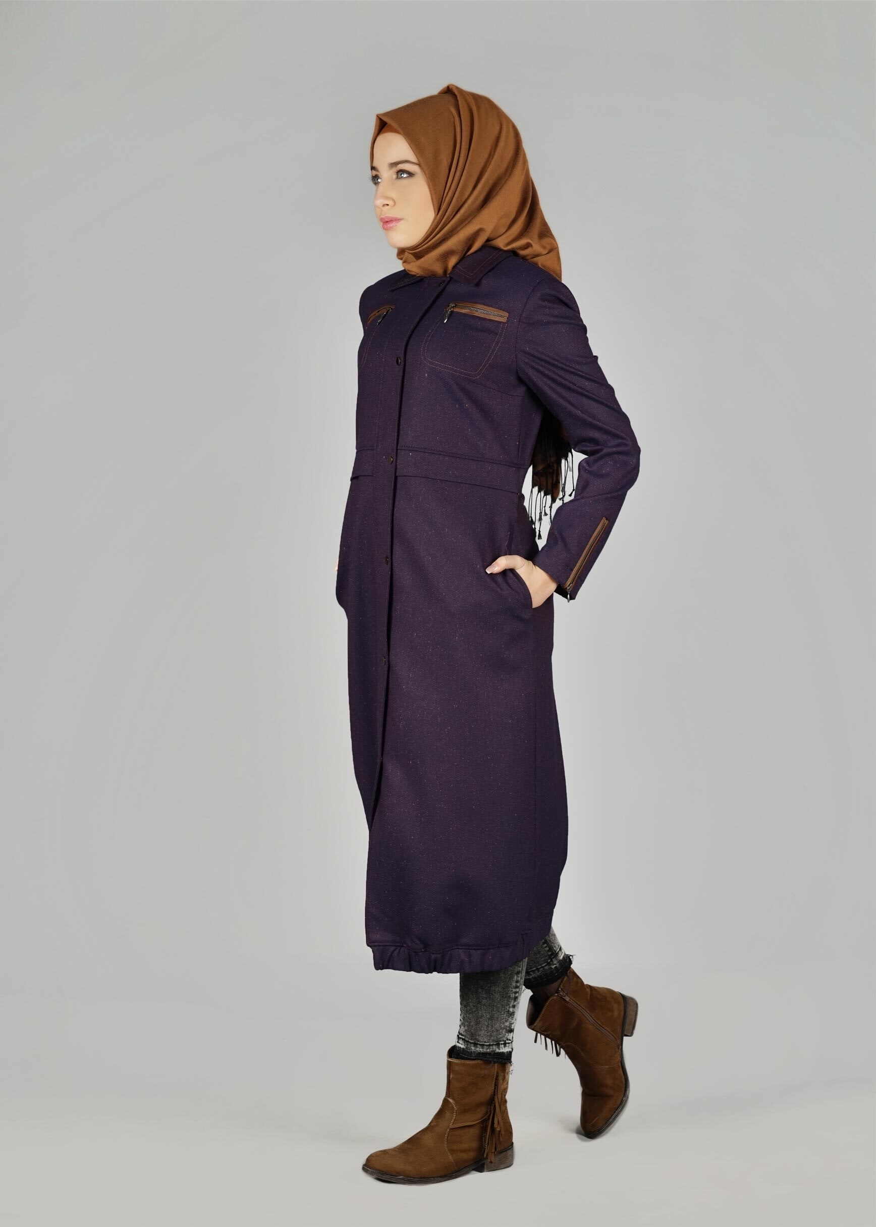 Tesettür giyim MOR 1929 TRENÇKOT