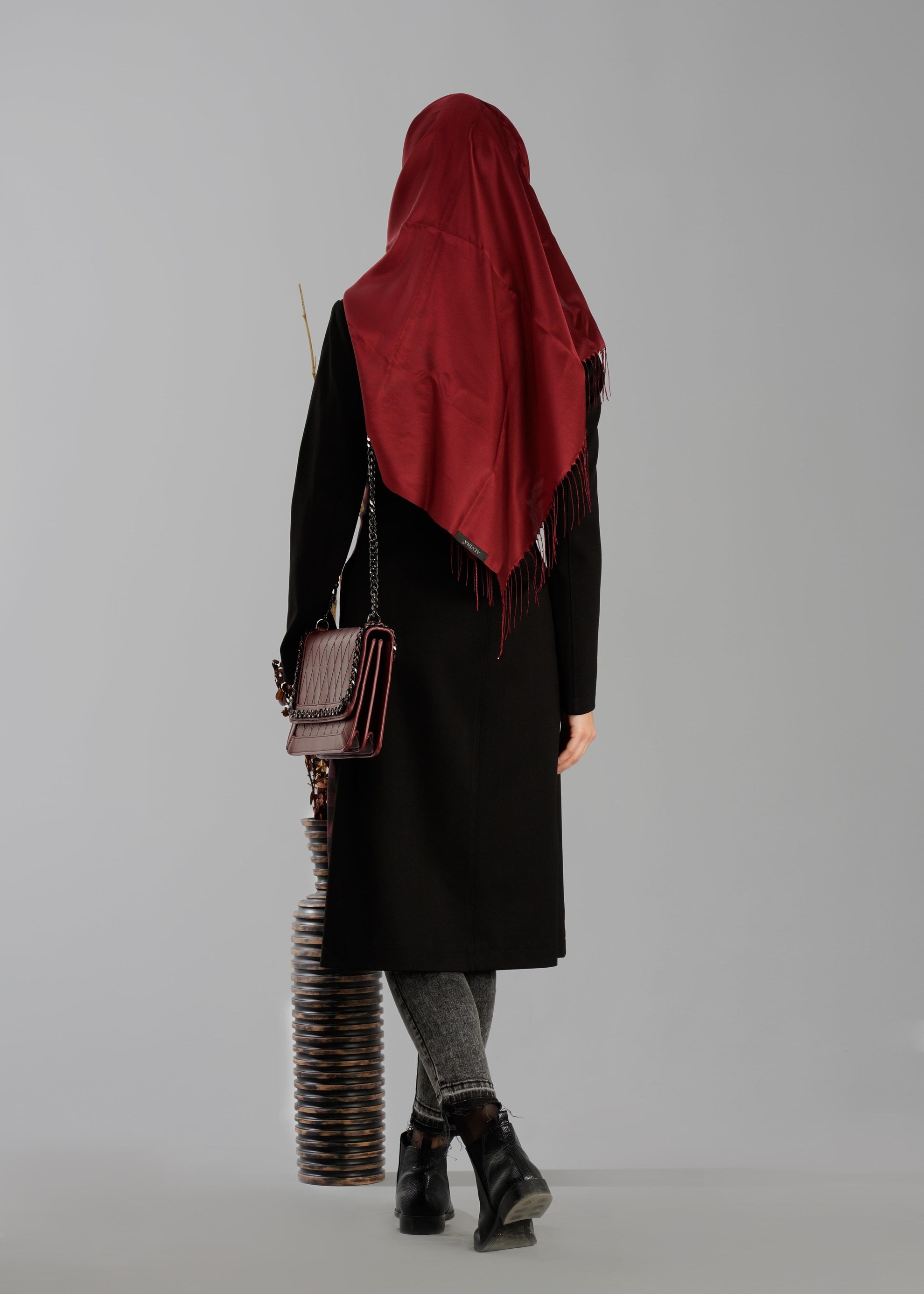 Tesettür giyim MÜRDÜM FERMUARLI ŞERİT DETAYLI TRENÇKOT 1936 