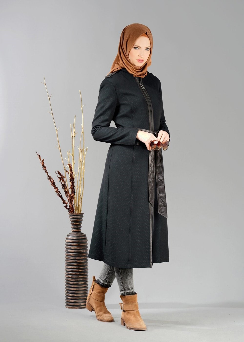 Tesettür giyim YEŞİL 1937 TRENÇKOT