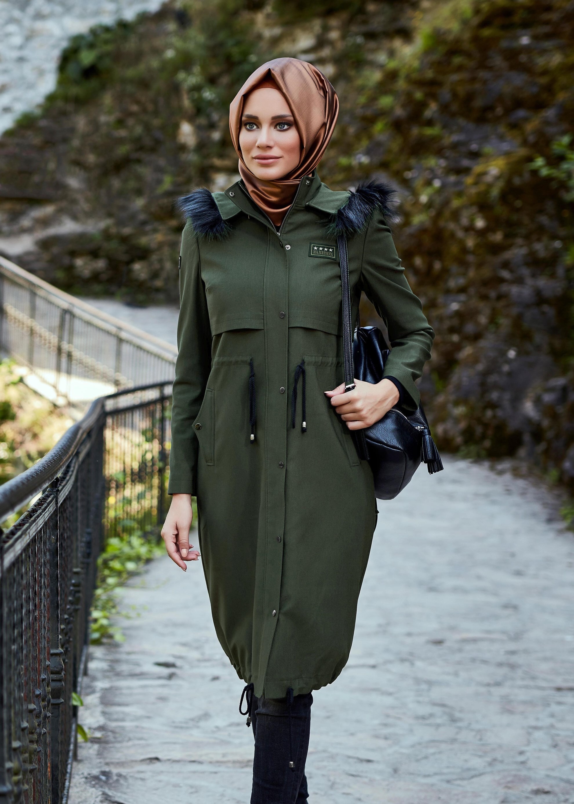 Tesettür giyim HAKİ 1948 TRENÇKOT