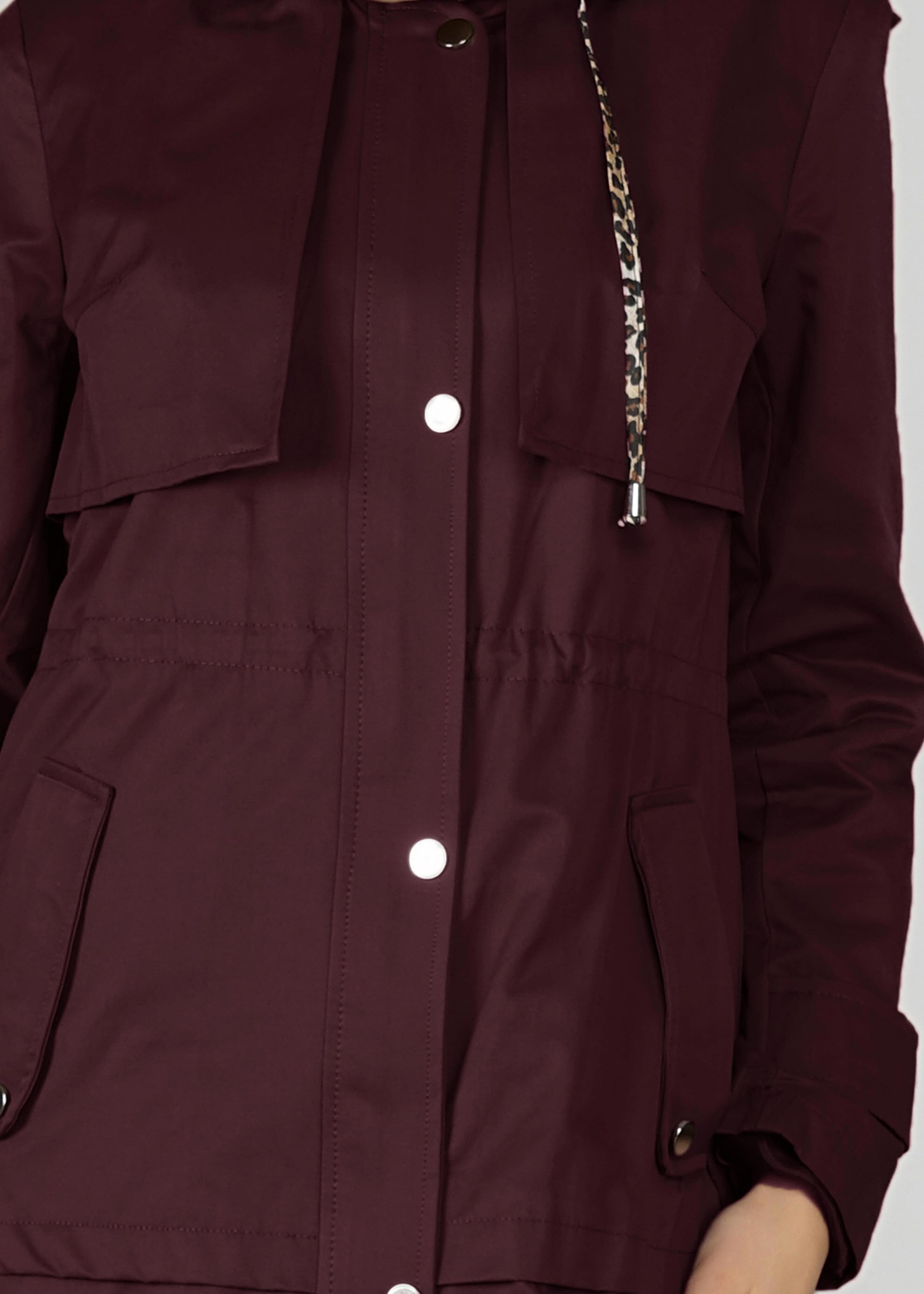 Tesettür giyim MÜRDÜM KAPÜŞONLU ÇITÇITLI TRENÇKOT 1953