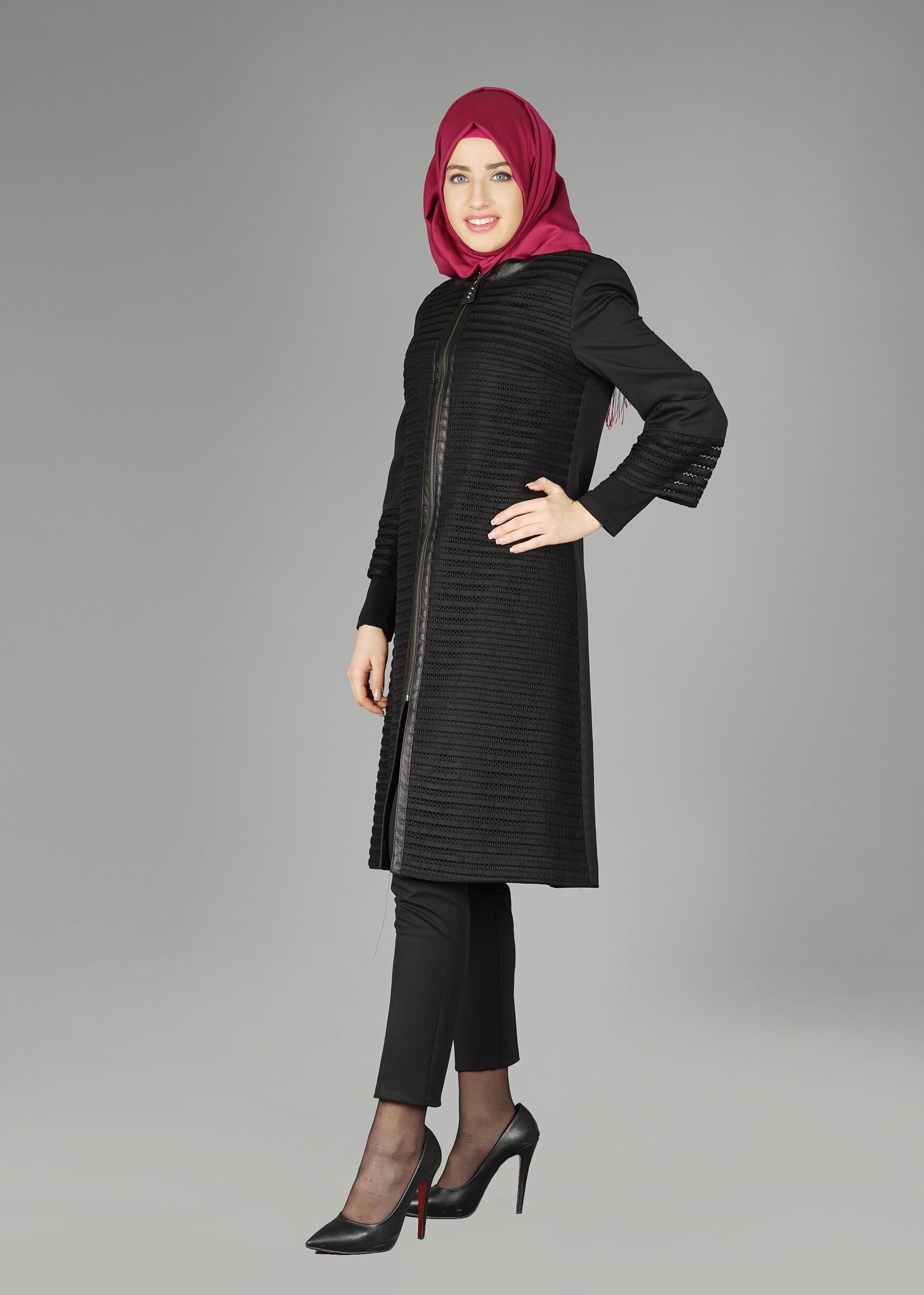 Tesettür giyim SİYAH 1961 TRENÇKOT