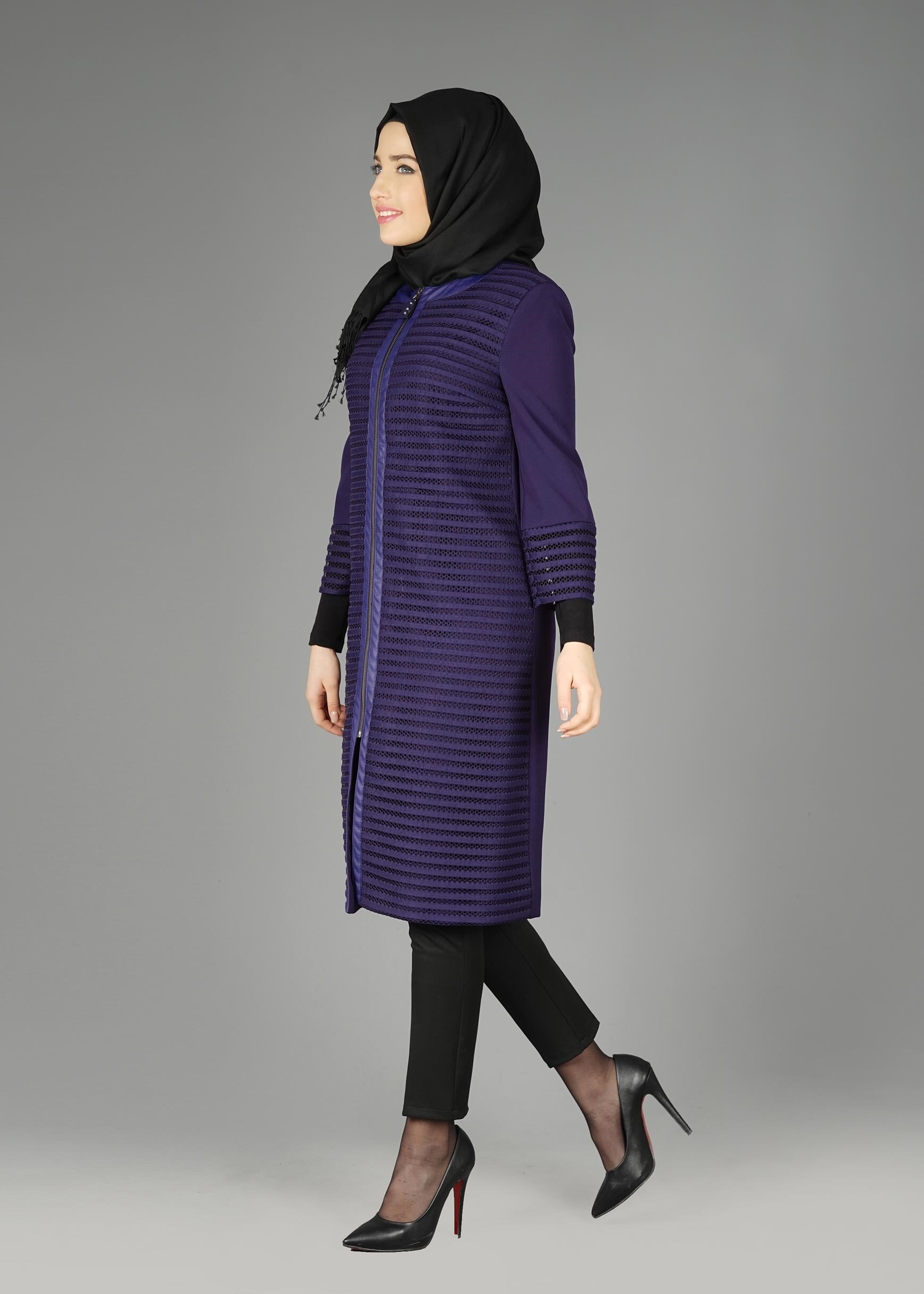 Tesettür giyim LACİVERT 1961 TRENÇKOT