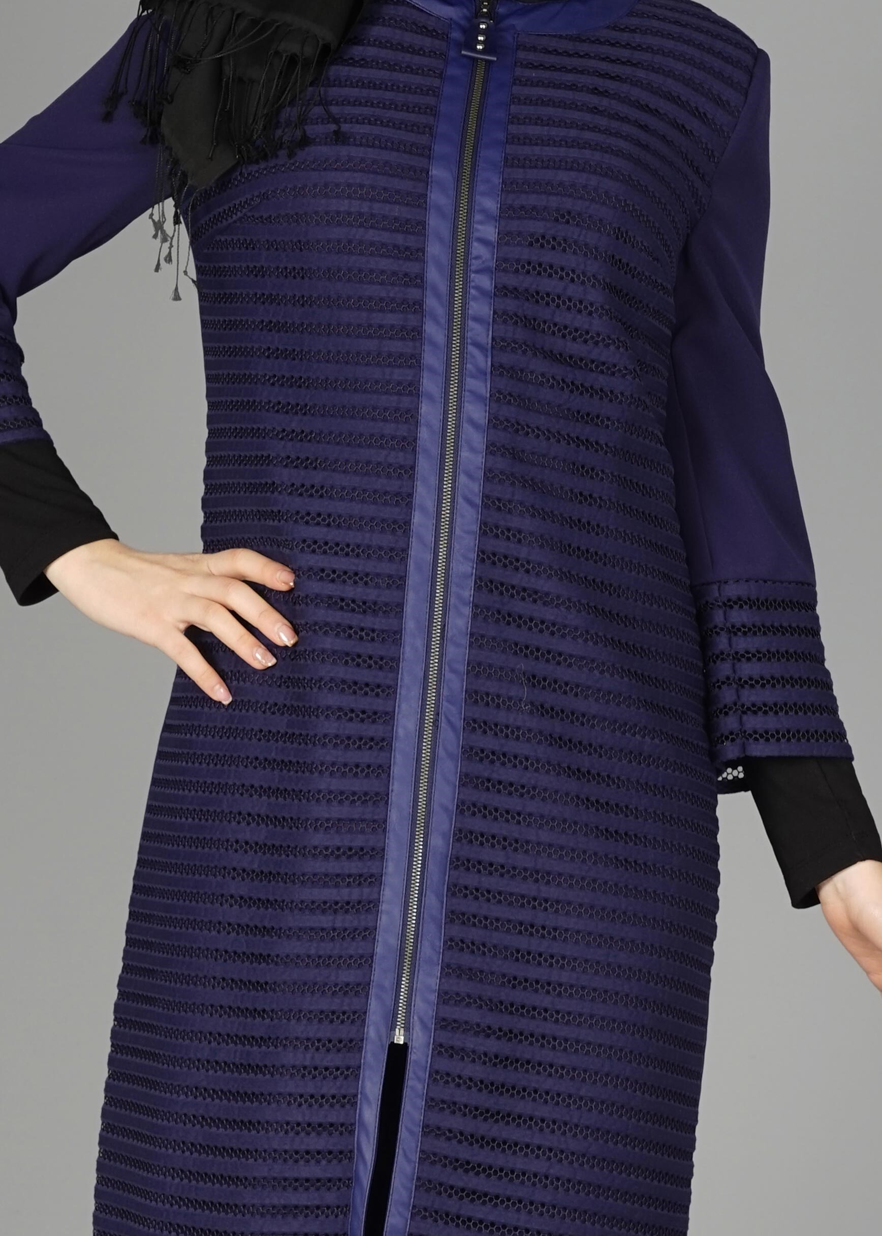 Tesettür giyim LACİVERT 1961 TRENÇKOT