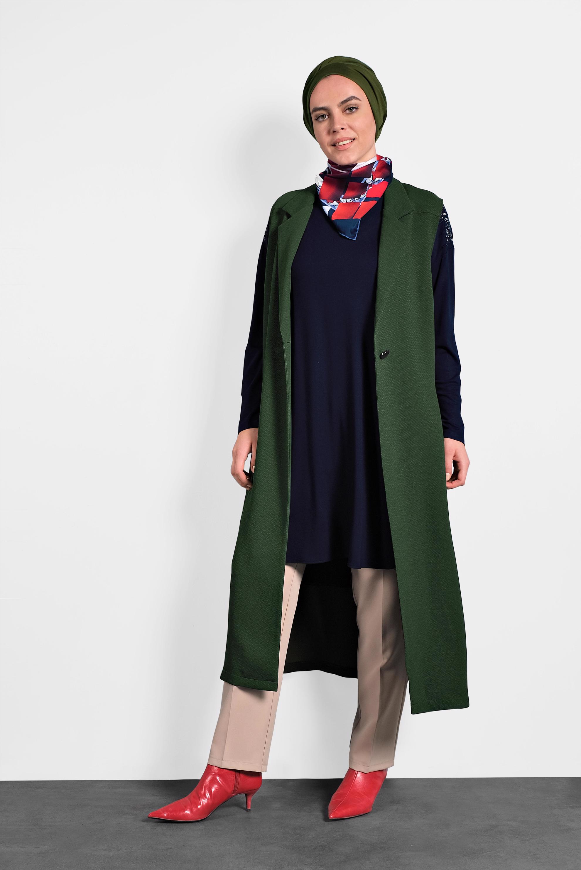 Vêtements hijab KAKI GILET À BOUTONNÉ 2641 