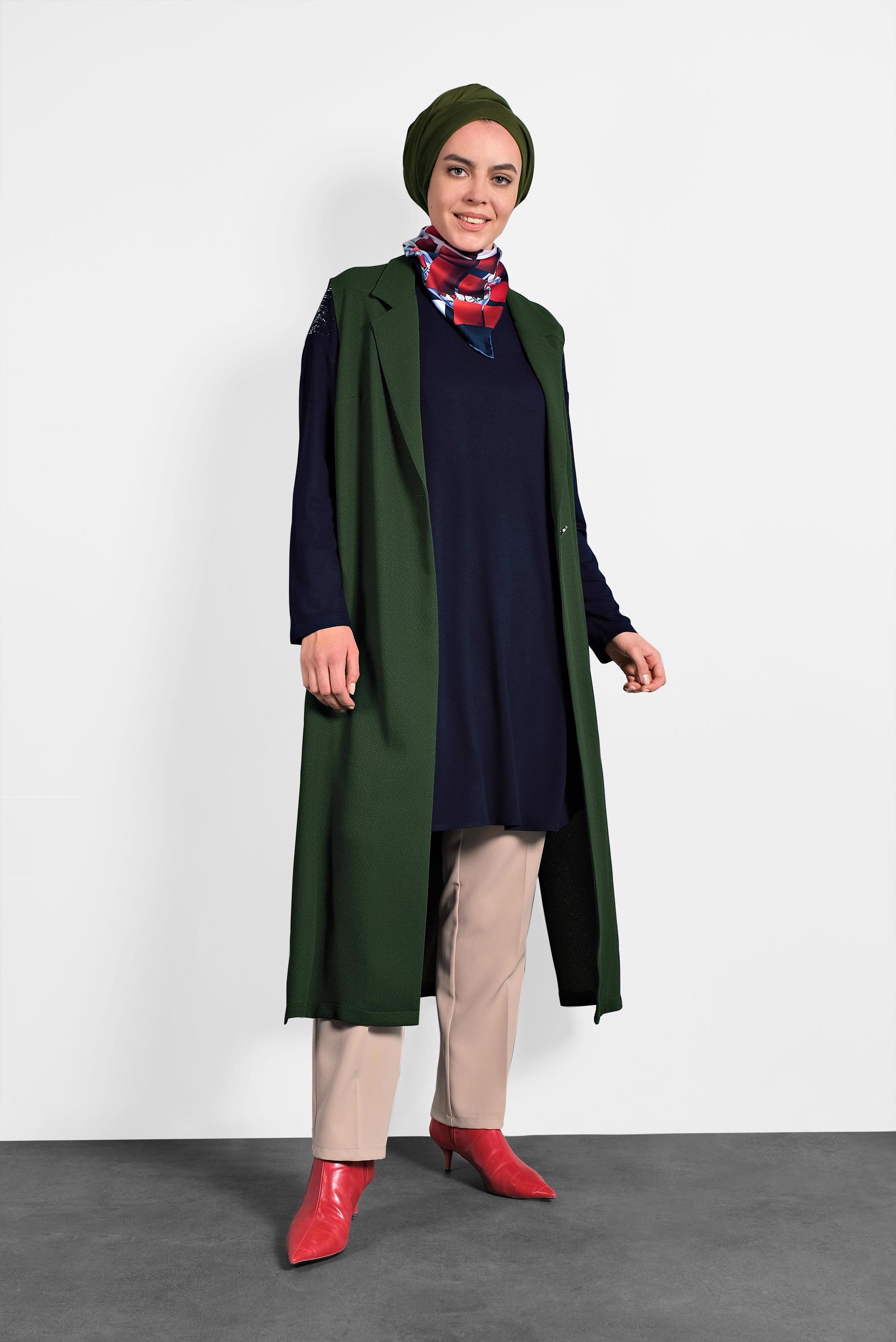 Vêtements hijab KAKI GILET À BOUTONNÉ 2641 