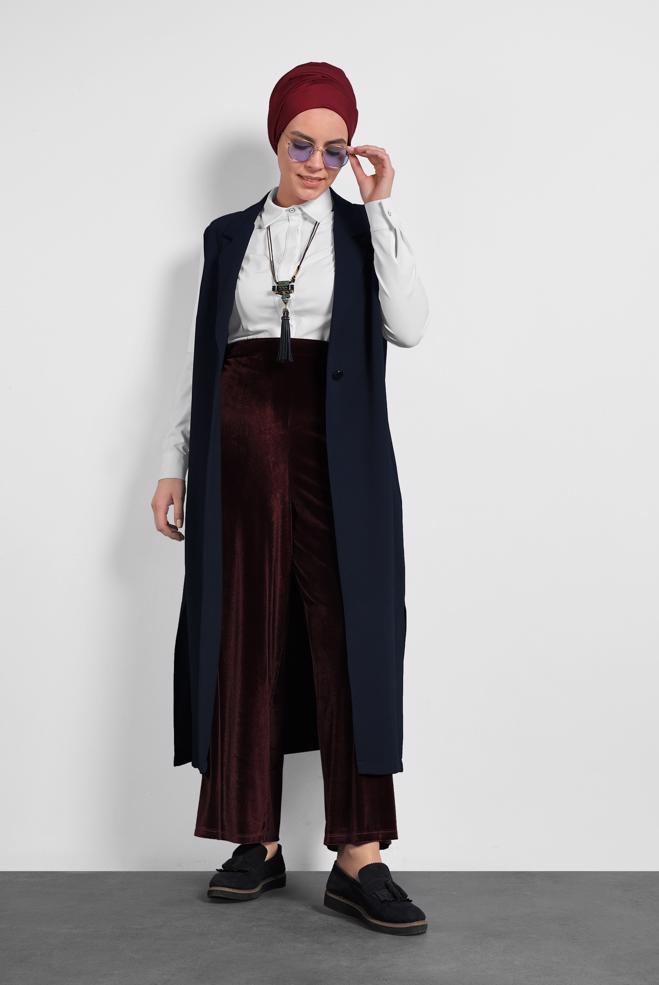 Vêtements hijab BLEU MARINE GILET À BOUTONNÉ 2641  - ALVİNA