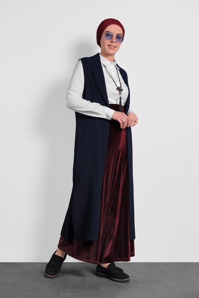 Vêtements hijab BLEU MARINE GILET À BOUTONNÉ 2641  - ALVİNA