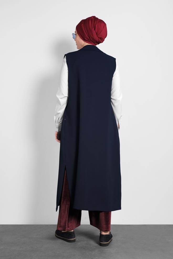 Vêtements hijab BLEU MARINE GILET À BOUTONNÉ 2641  - ALVİNA