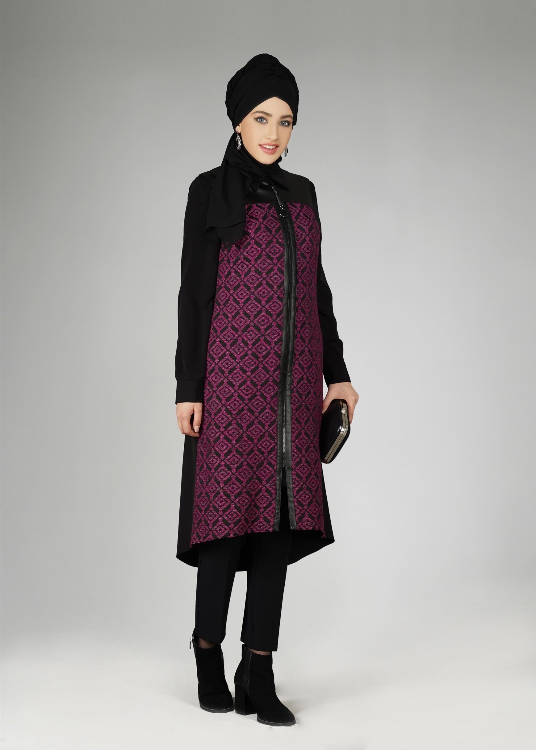 Tesettür giyim FUŞYA 4022 YELEK