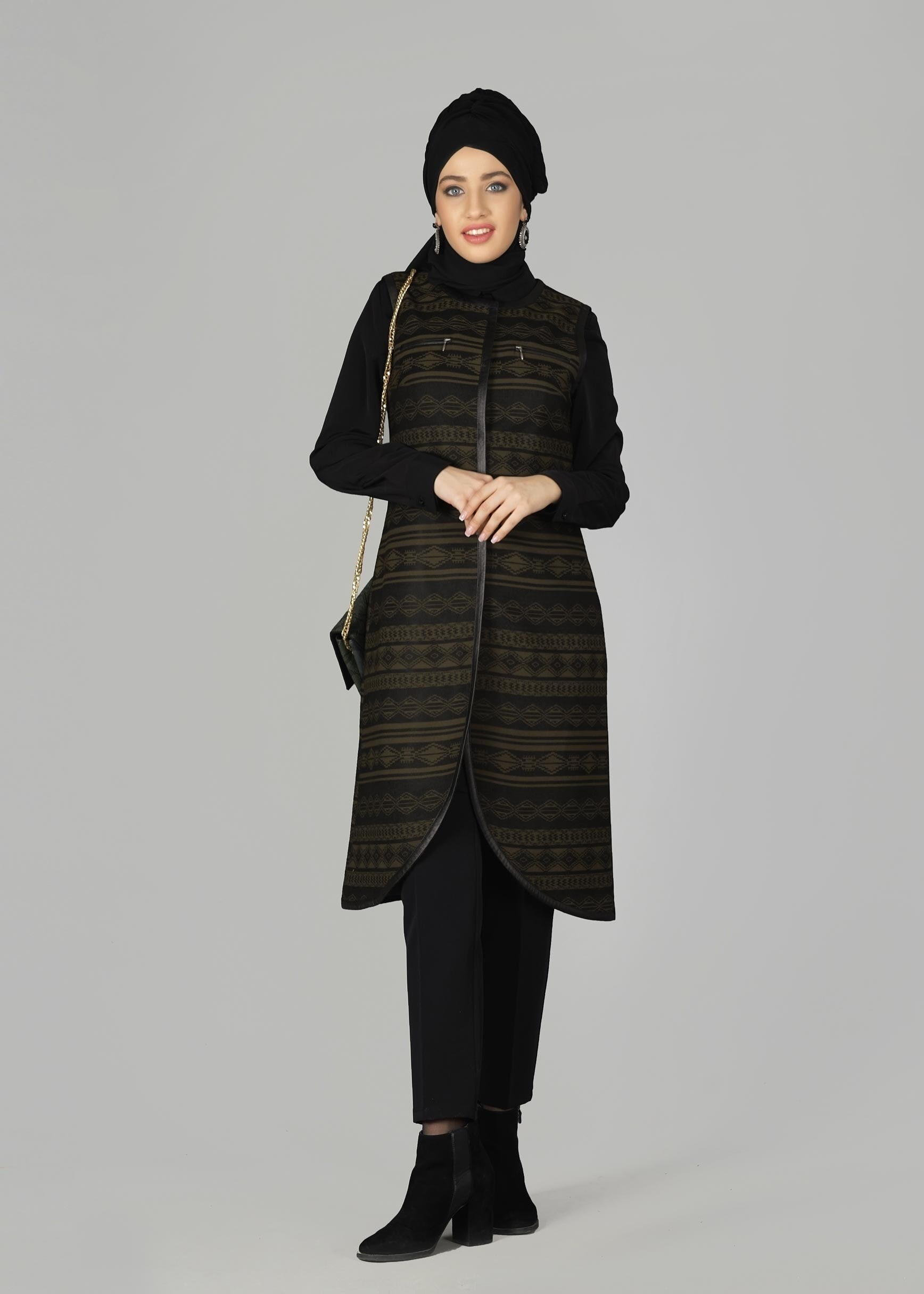 Tesettür giyim HAKİ 4028 YELEK