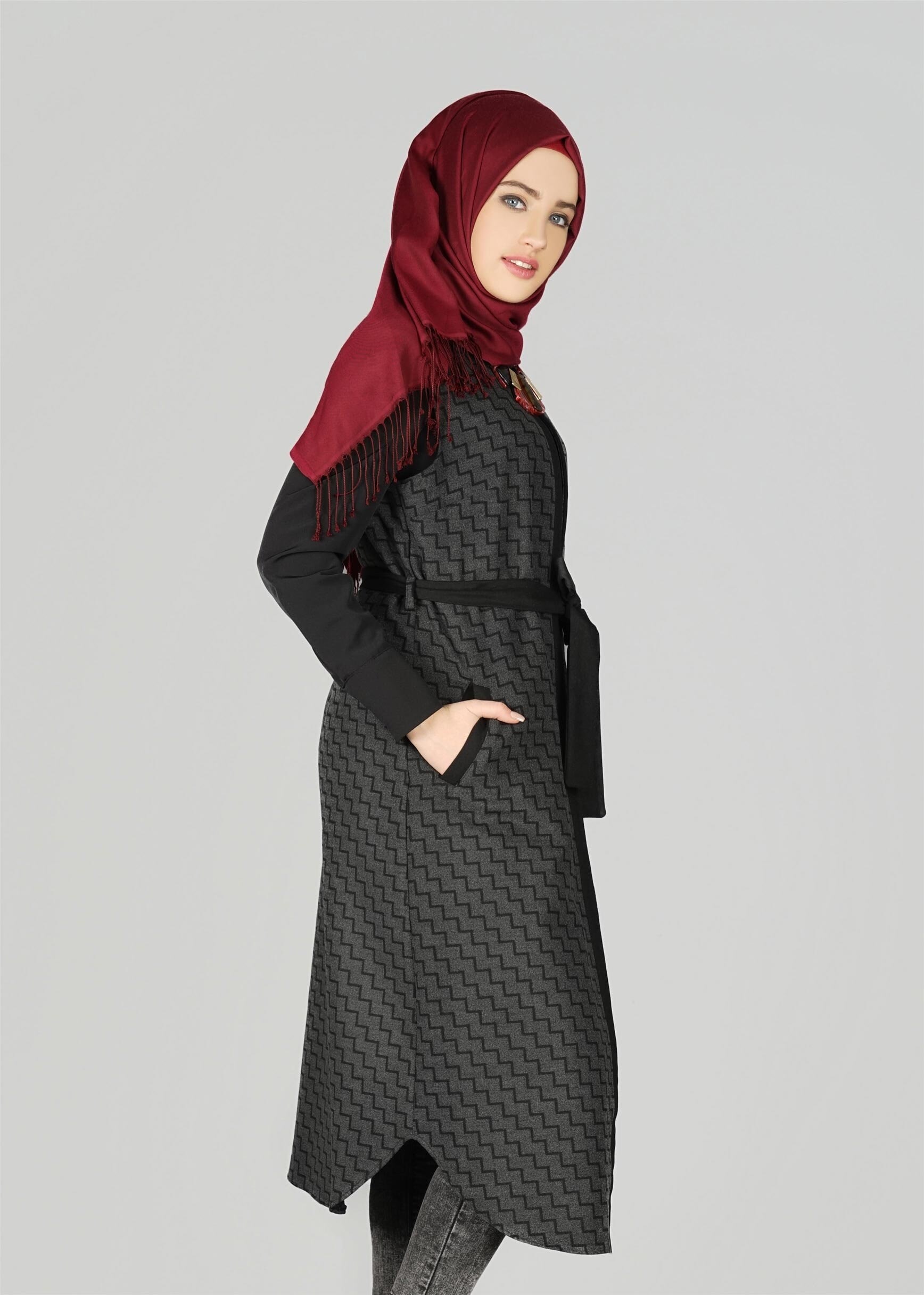 Tesettür giyim GRİ 4051 YELEK