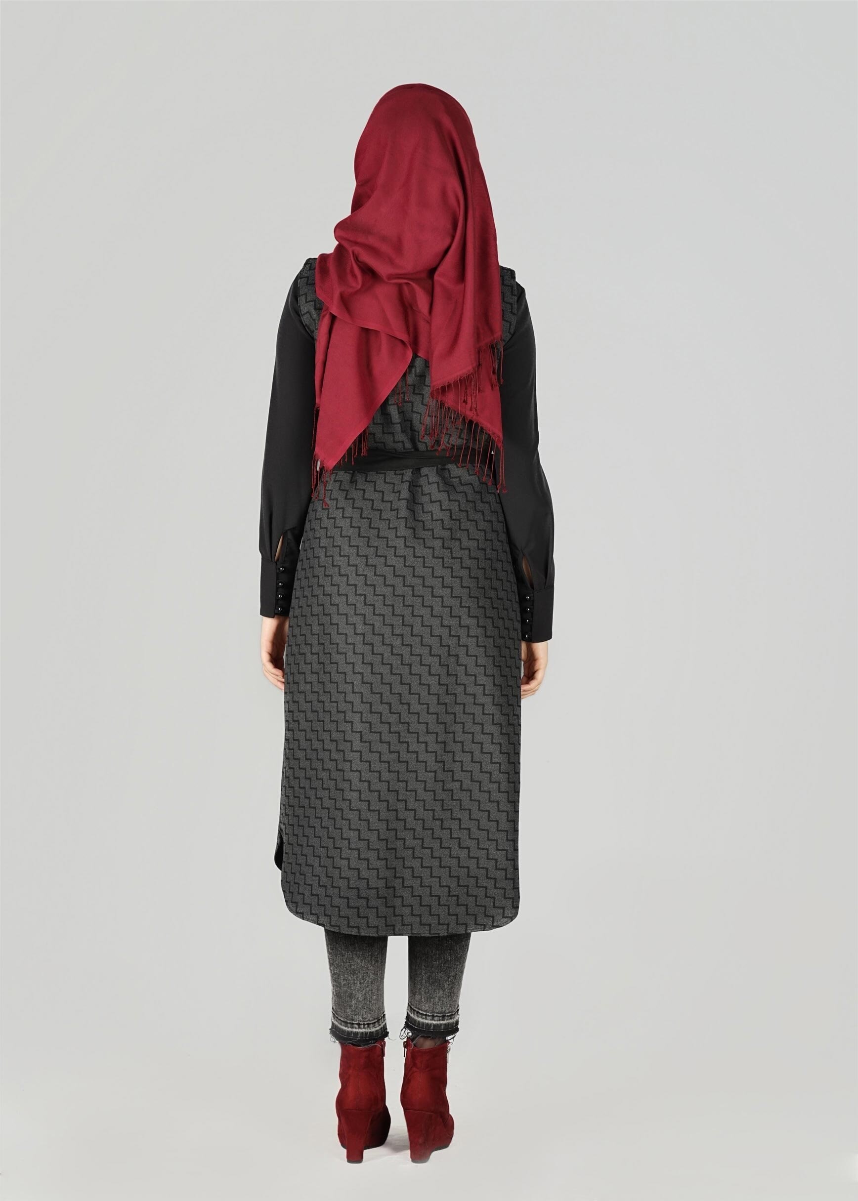 Tesettür giyim GRİ 4051 YELEK