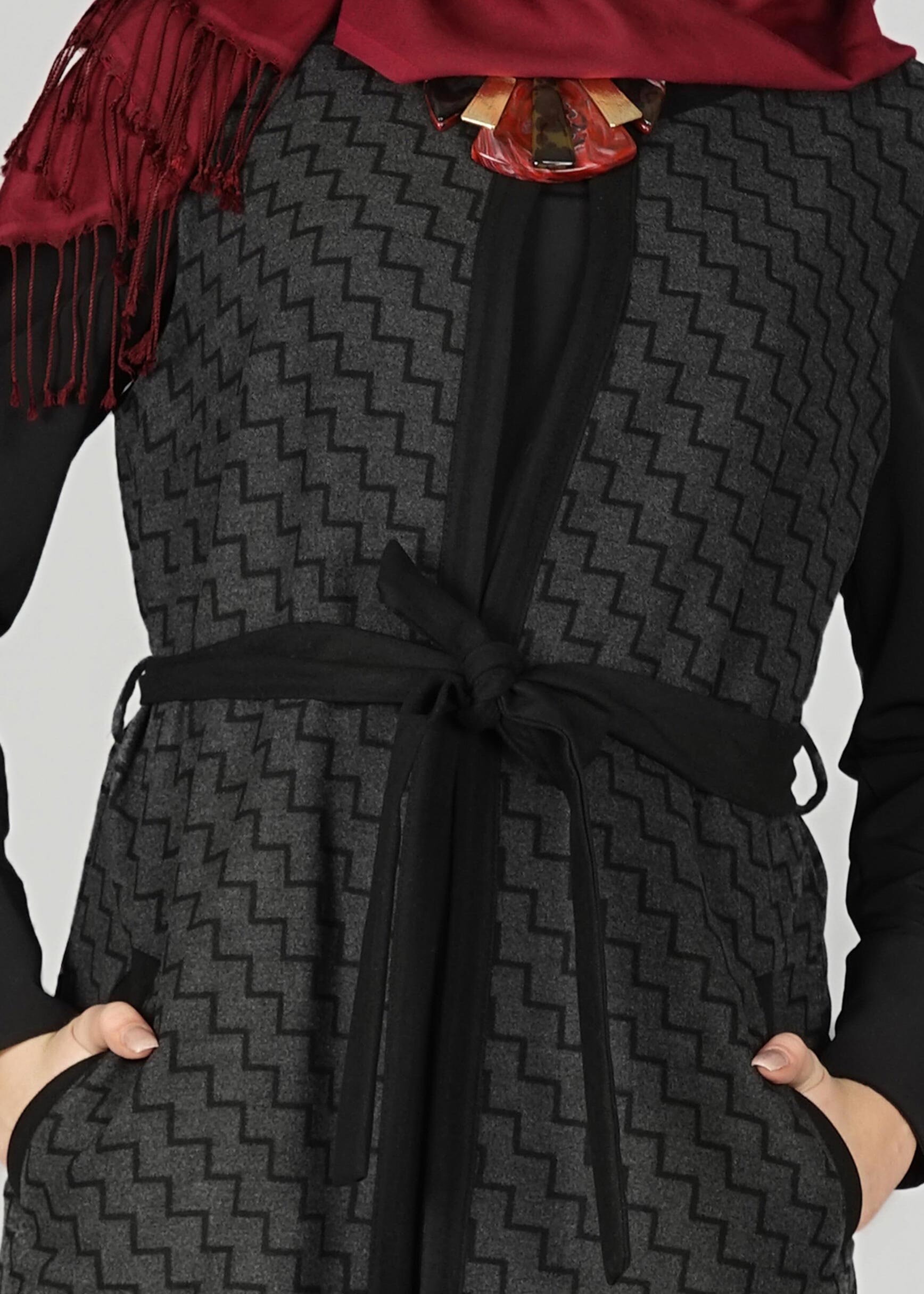 Tesettür giyim GRİ 4051 YELEK