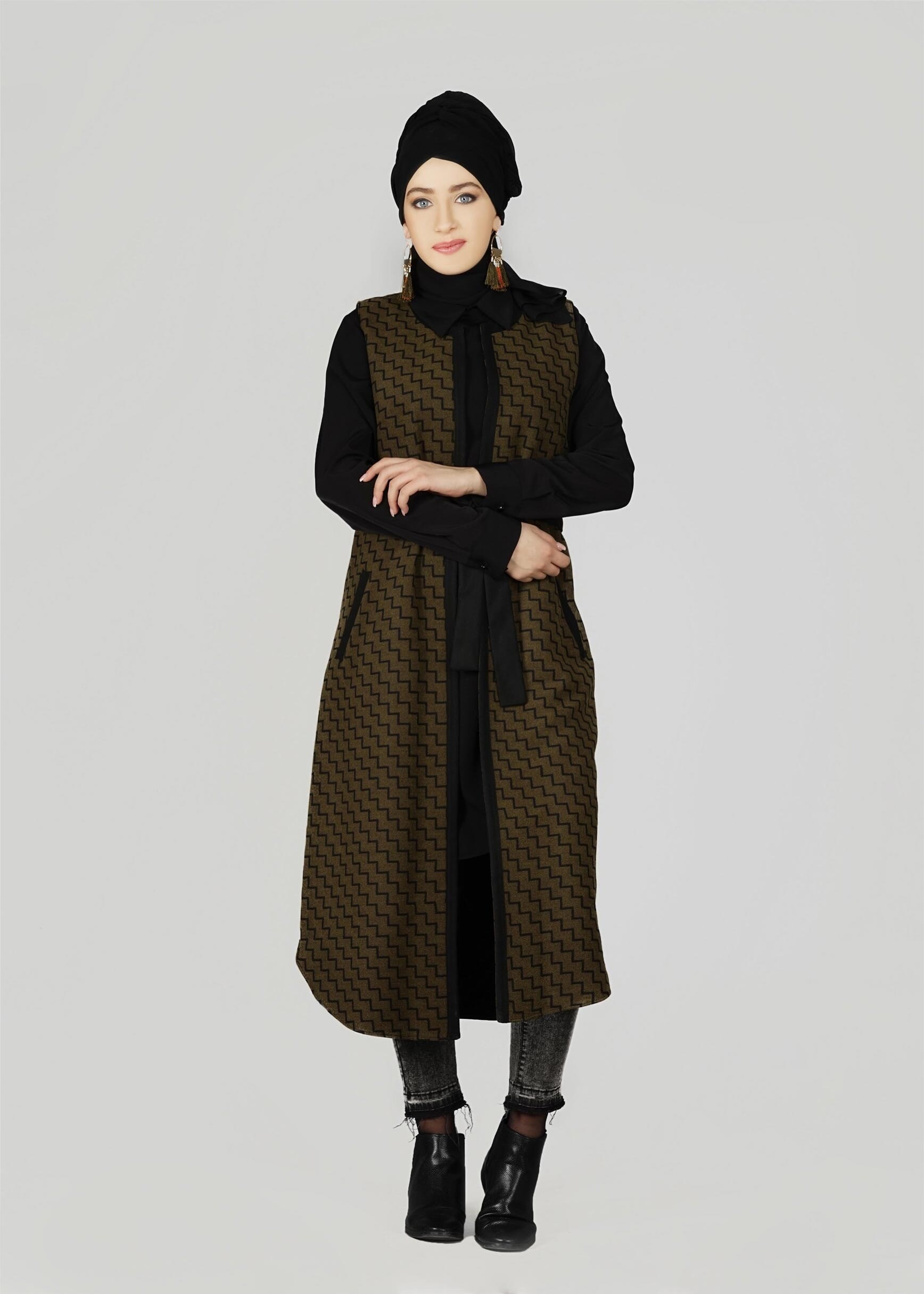 Tesettür giyim HAKİ 4051 YELEK