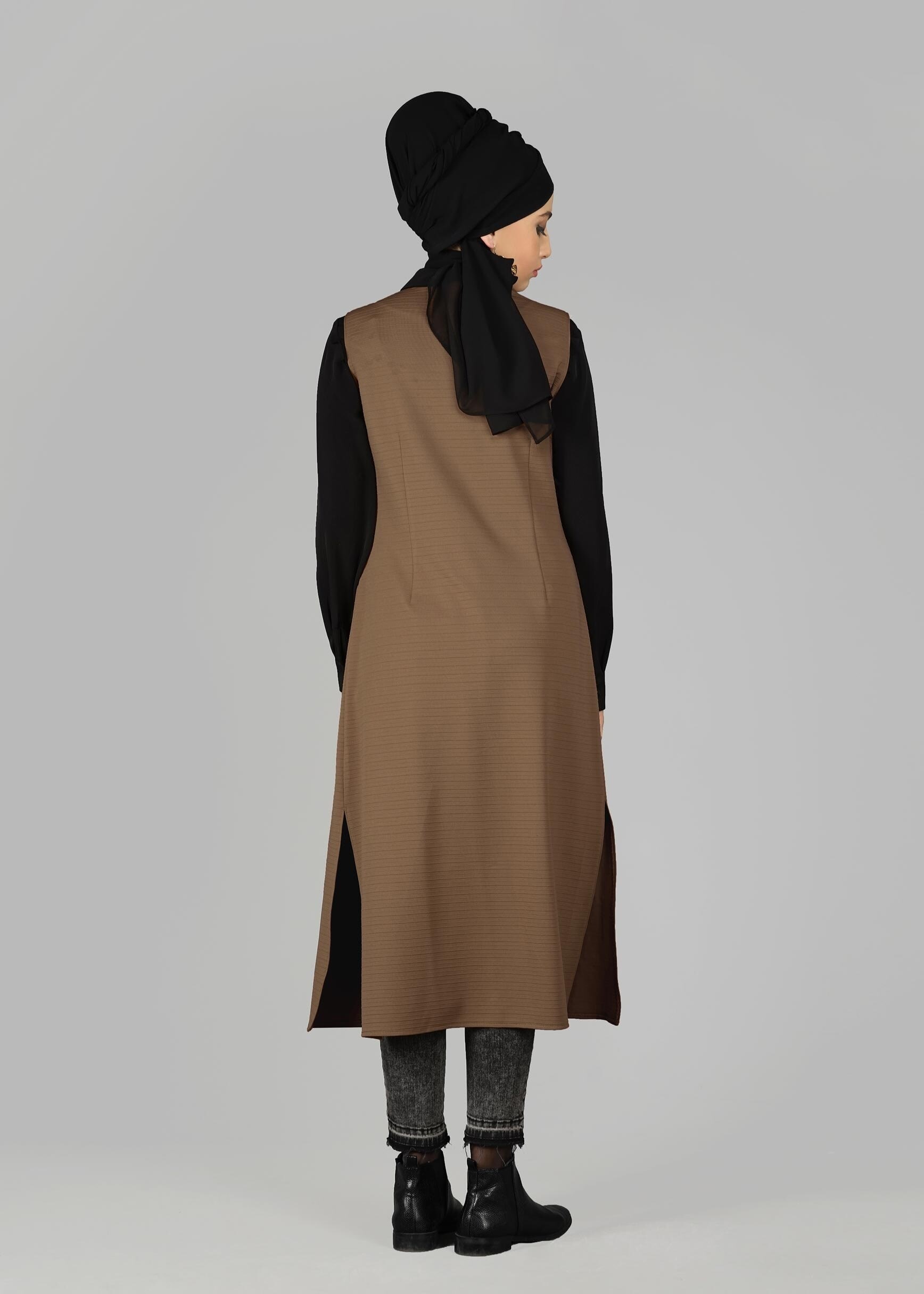 Tesettür giyim KAHVE 4710 YELEK