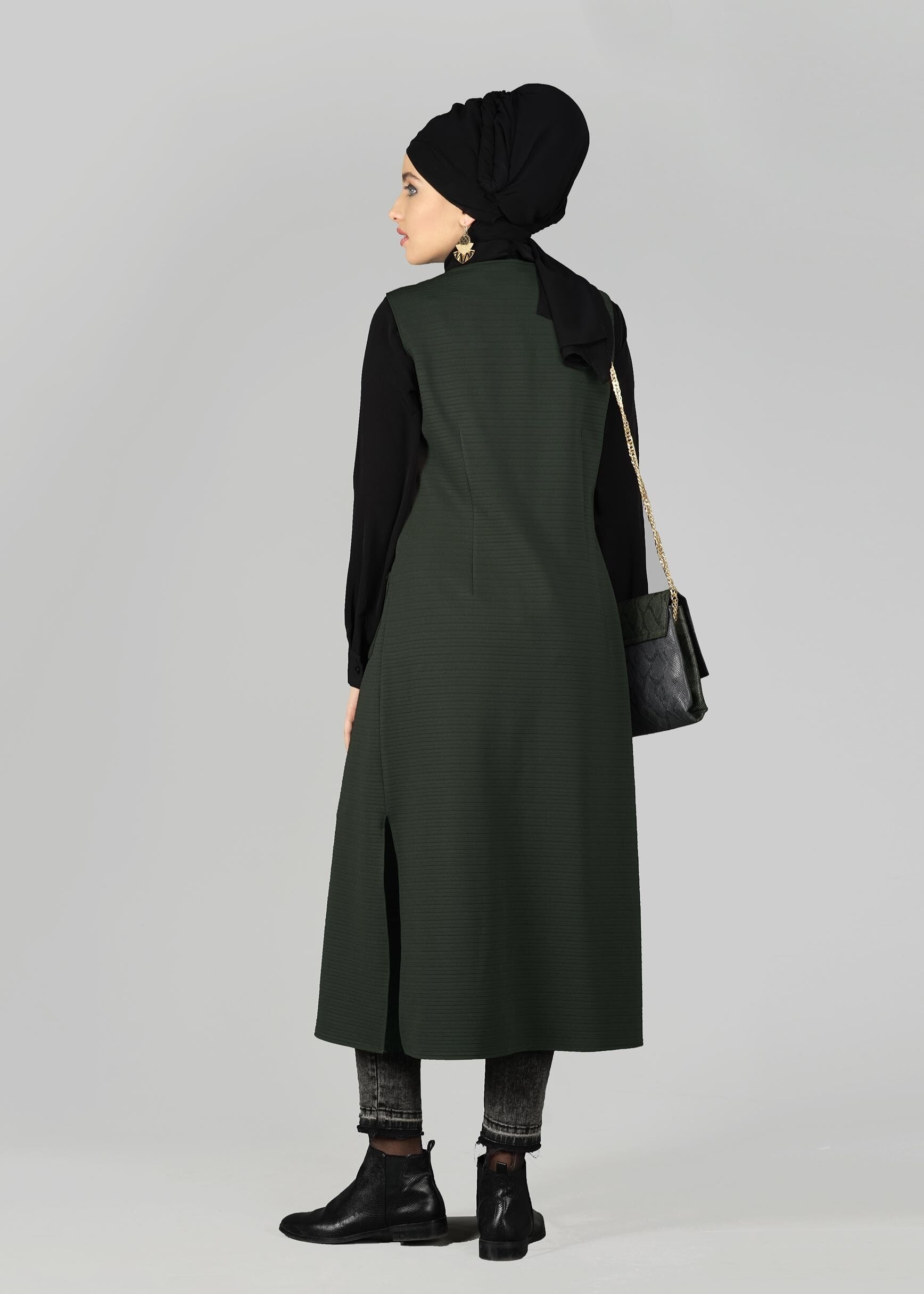 Tesettür giyim HAKİ 4710 YELEK