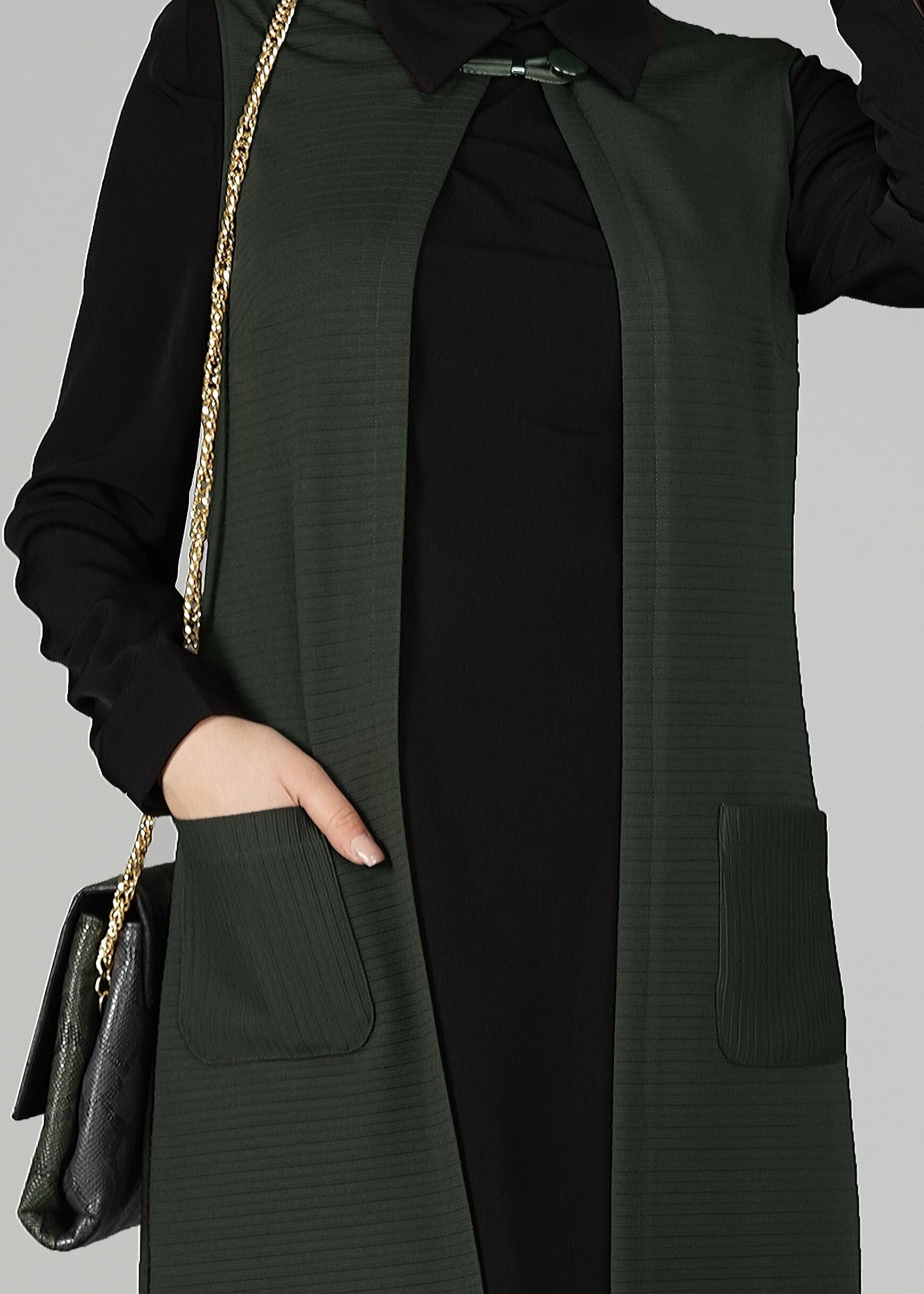 Tesettür giyim HAKİ 4710 YELEK