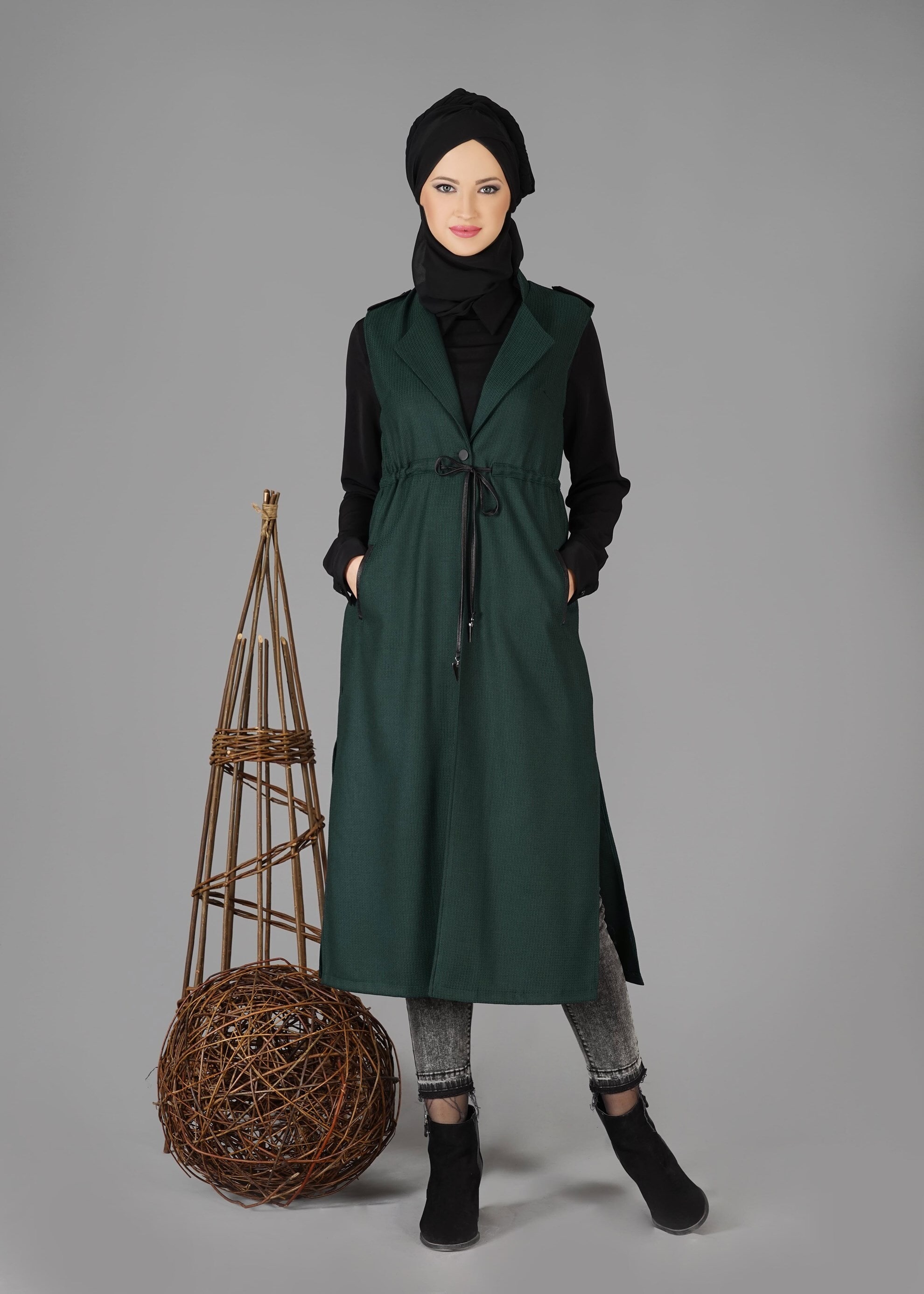 Tesettür giyim YEŞİL 4713 YELEK
