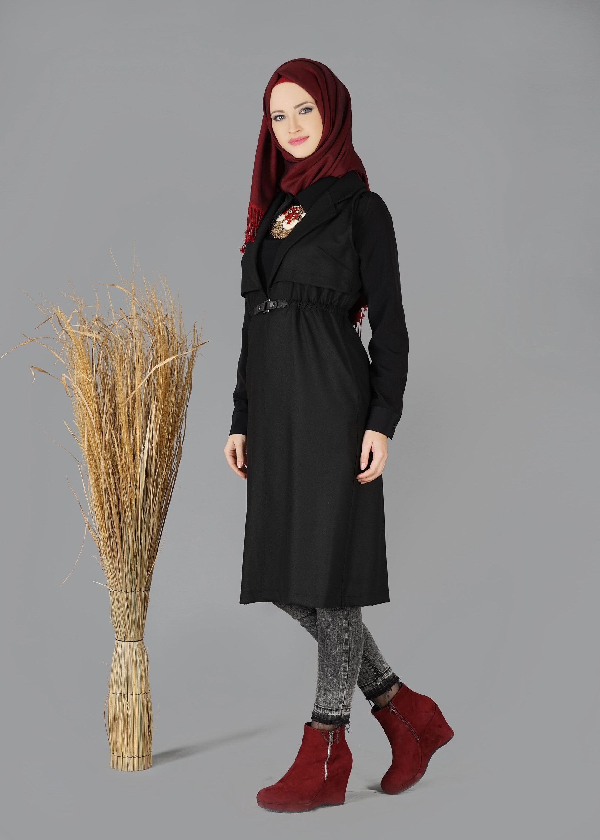 Tesettür giyim SİYAH 4755 YELEK