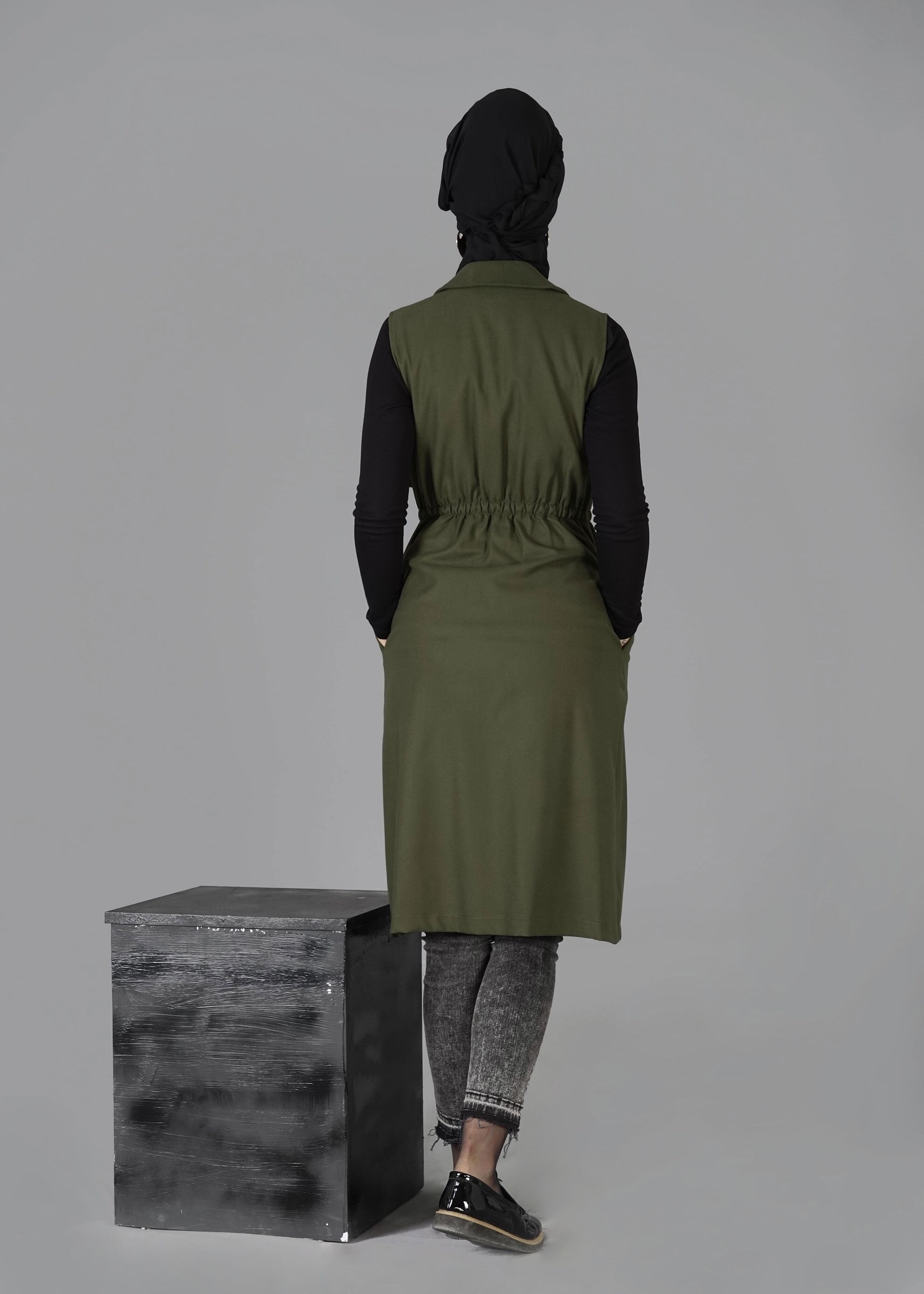 Tesettür giyim HAKİ 4755 YELEK