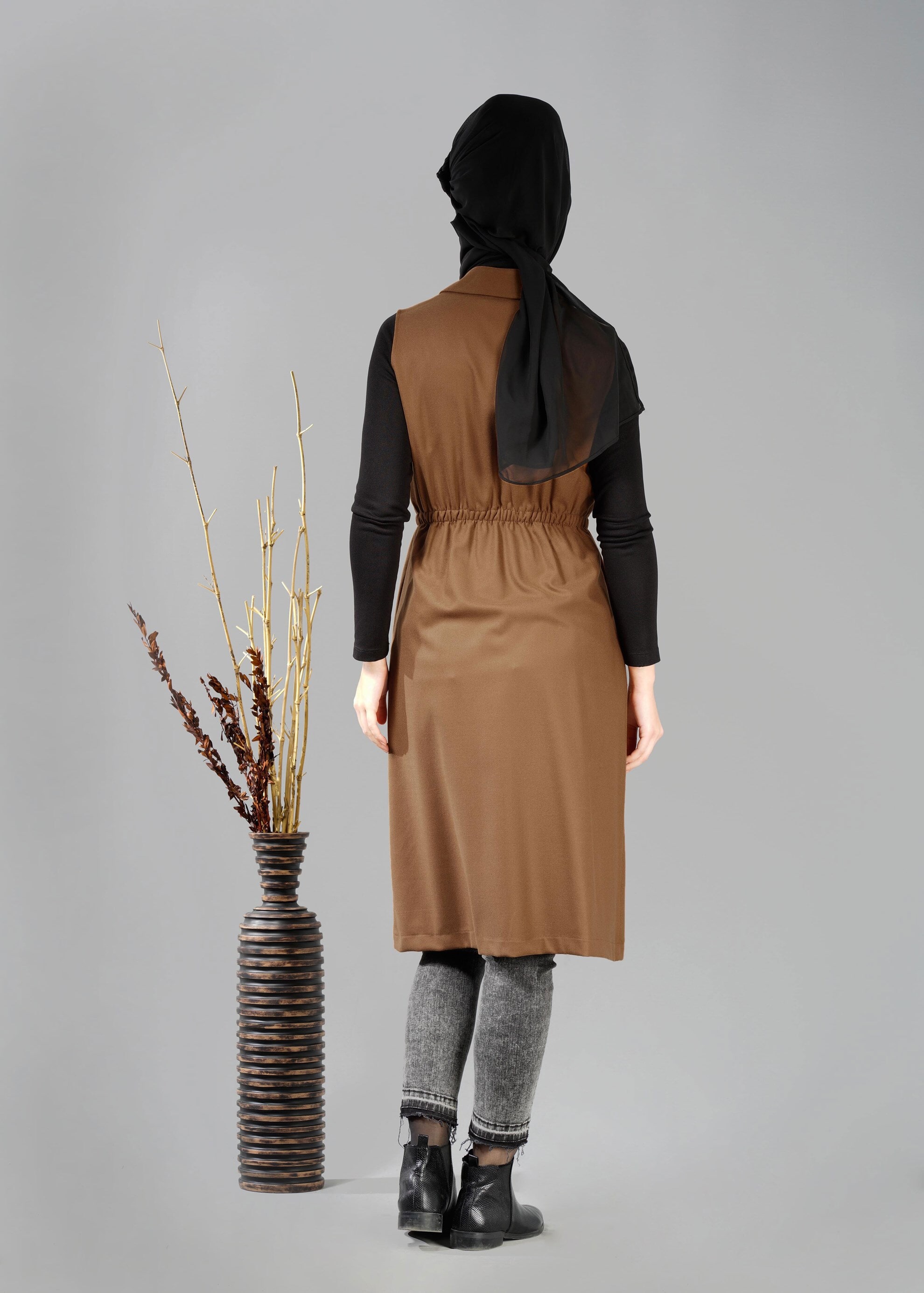 Tesettür giyim KAHVE 4755 YELEK