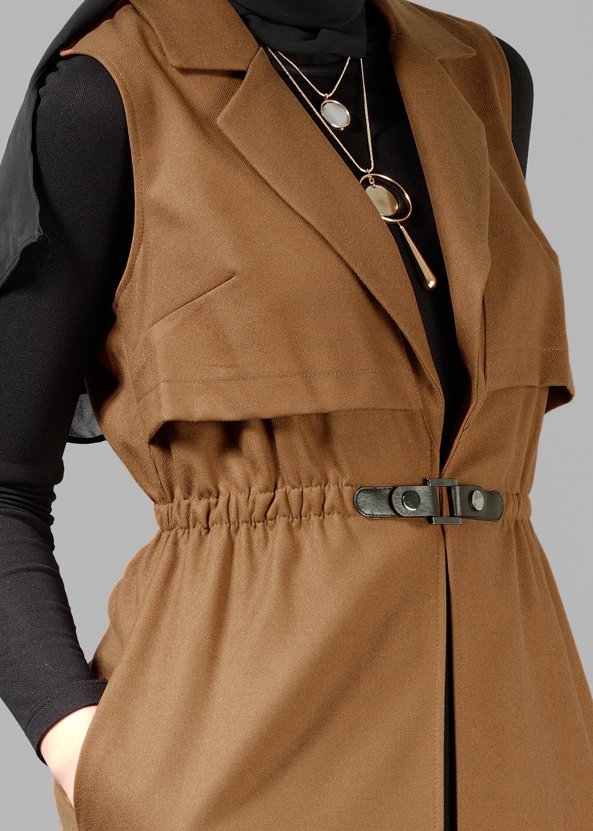 Tesettür giyim KAHVE 4755 YELEK