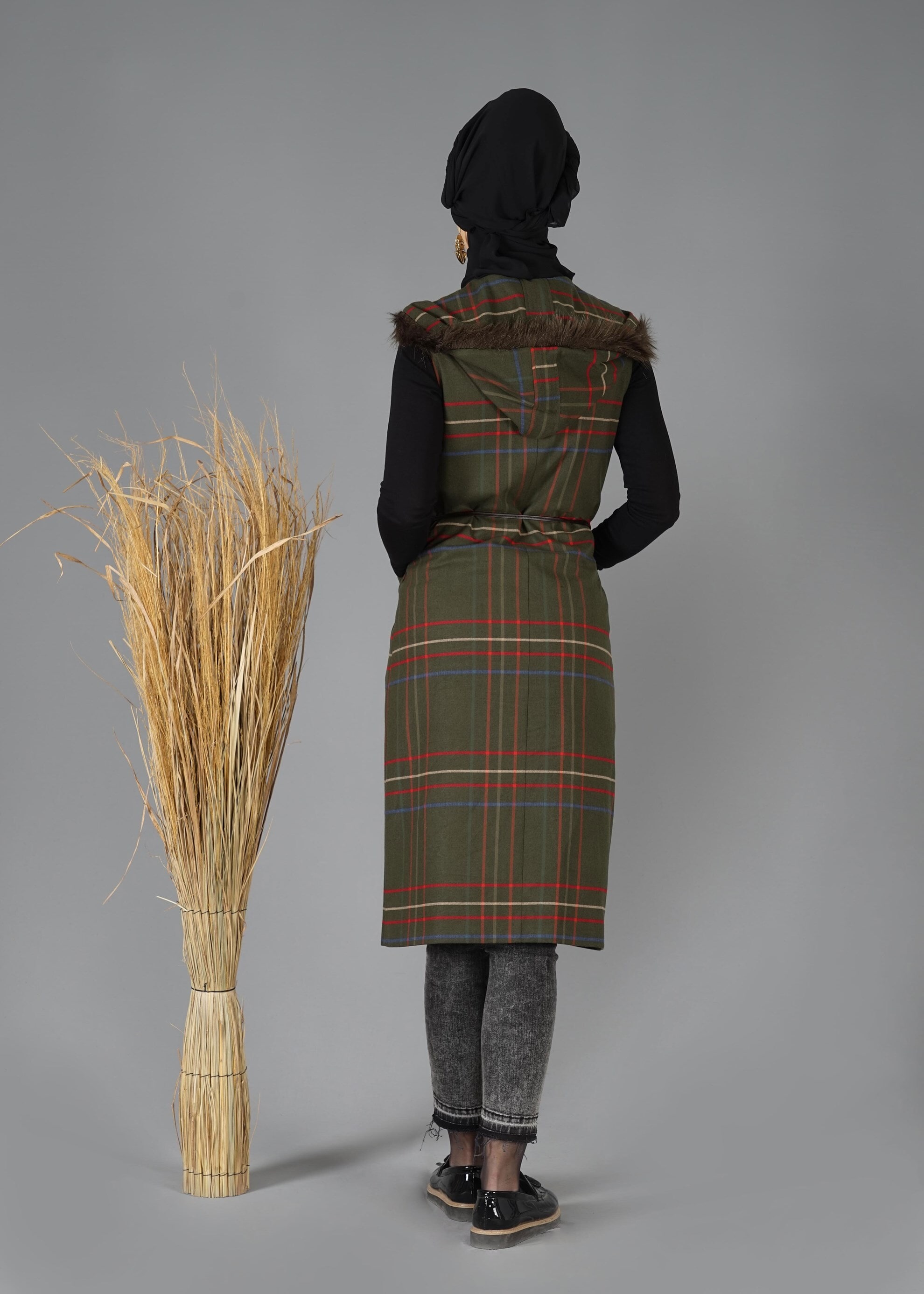 Tesettür giyim HAKİ 4765 YELEK