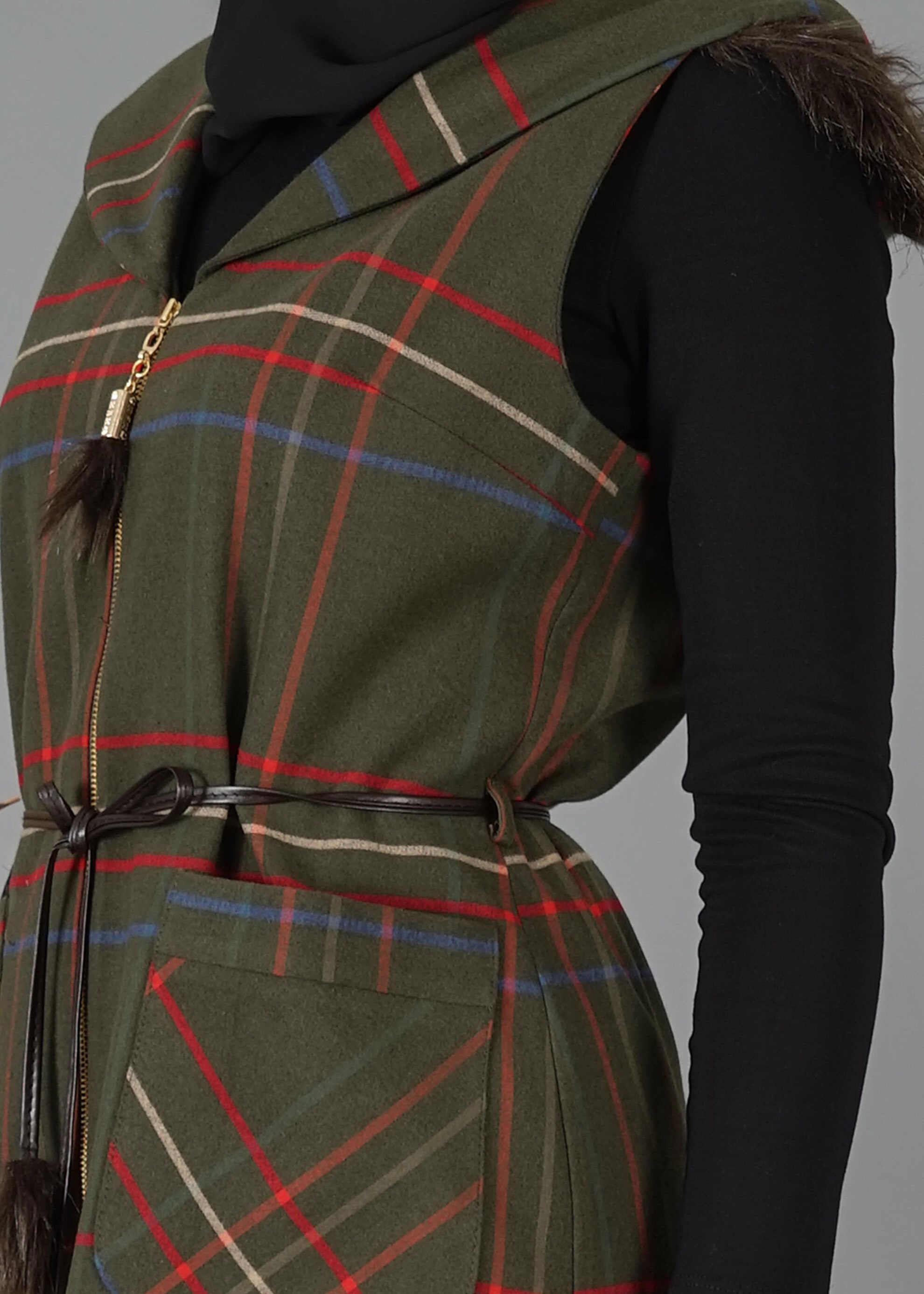 Tesettür giyim HAKİ 4765 YELEK