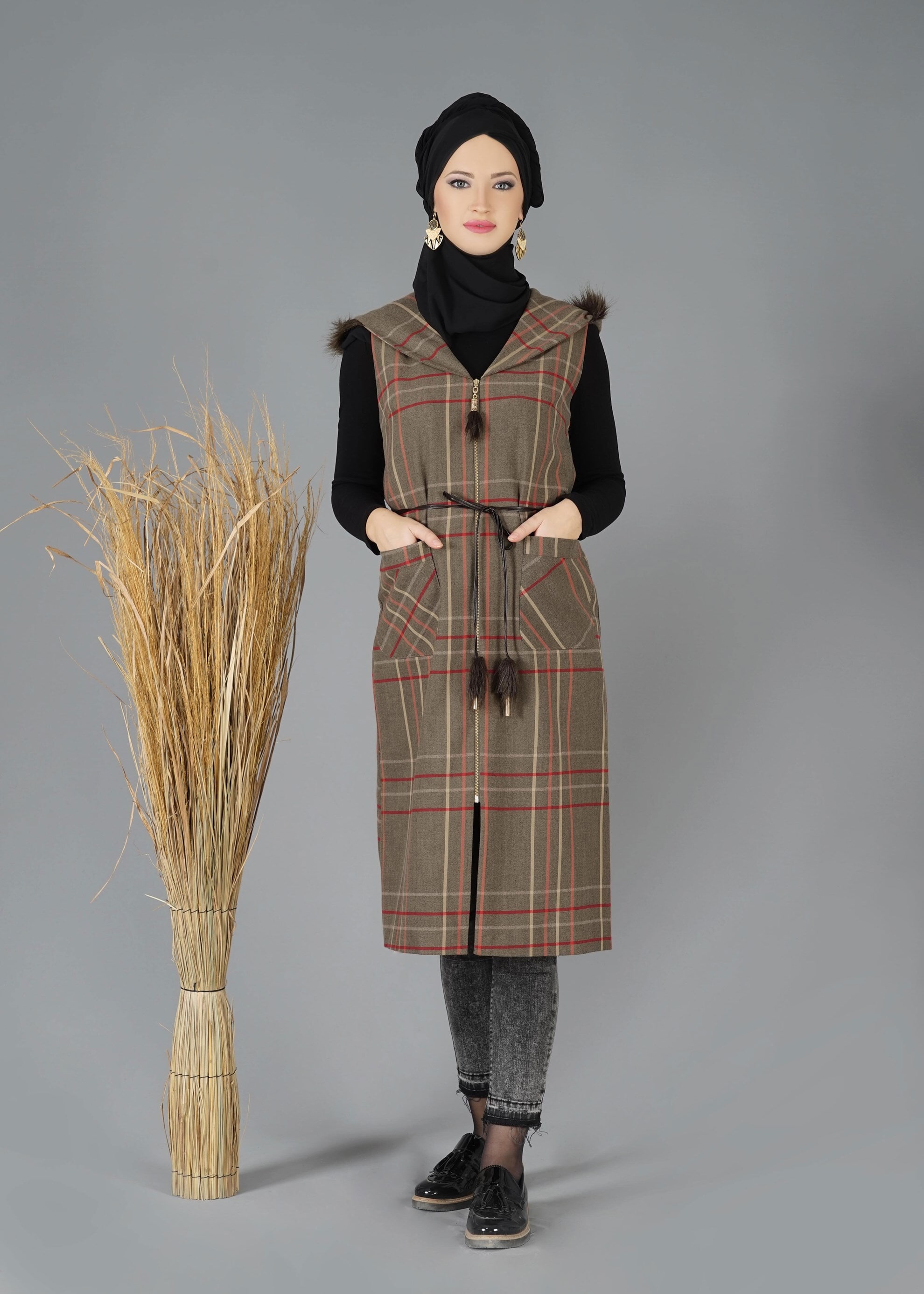 Tesettür giyim VİZON 4765 YELEK