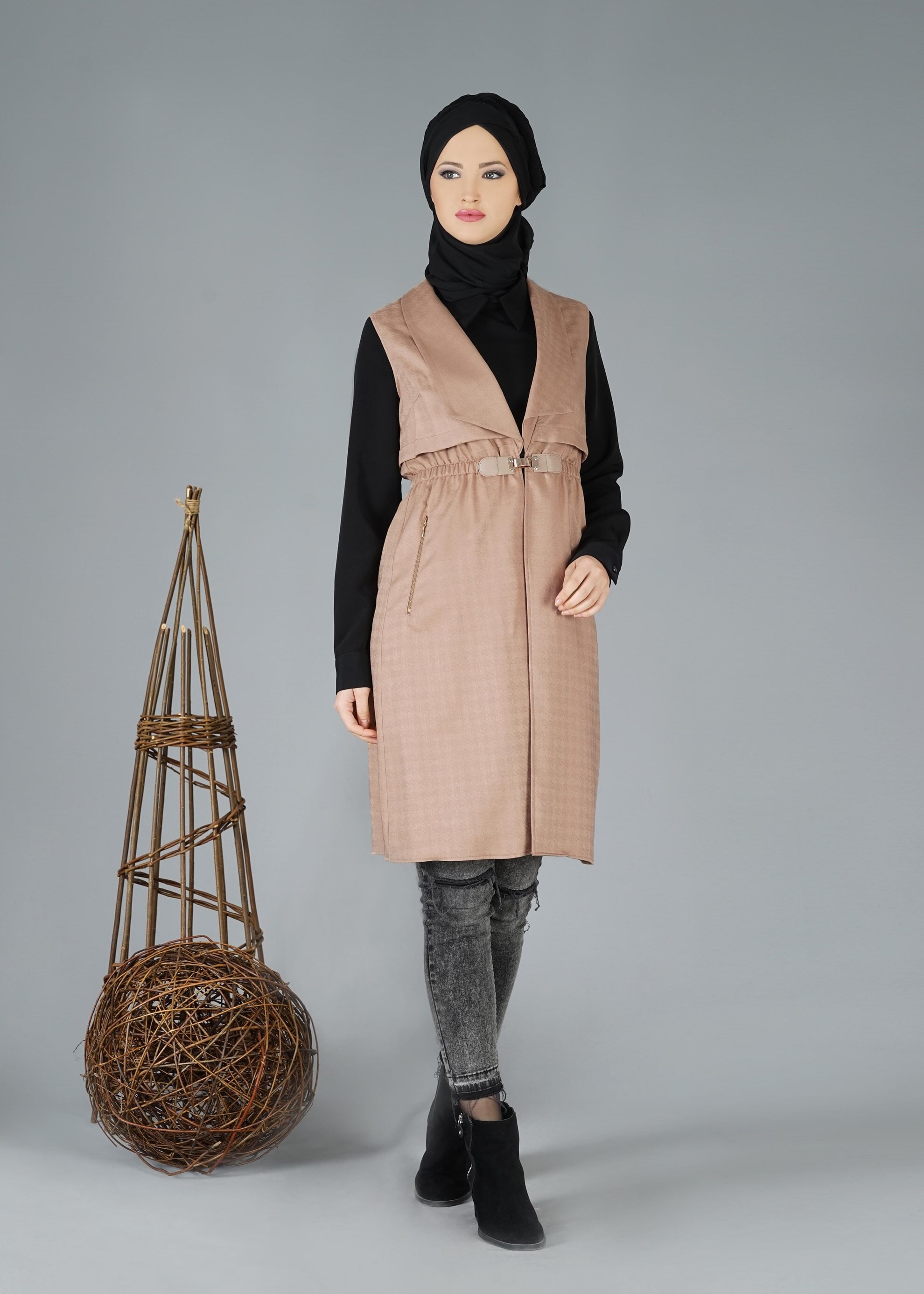 Tesettür giyim KAHVE 4774 YELEK