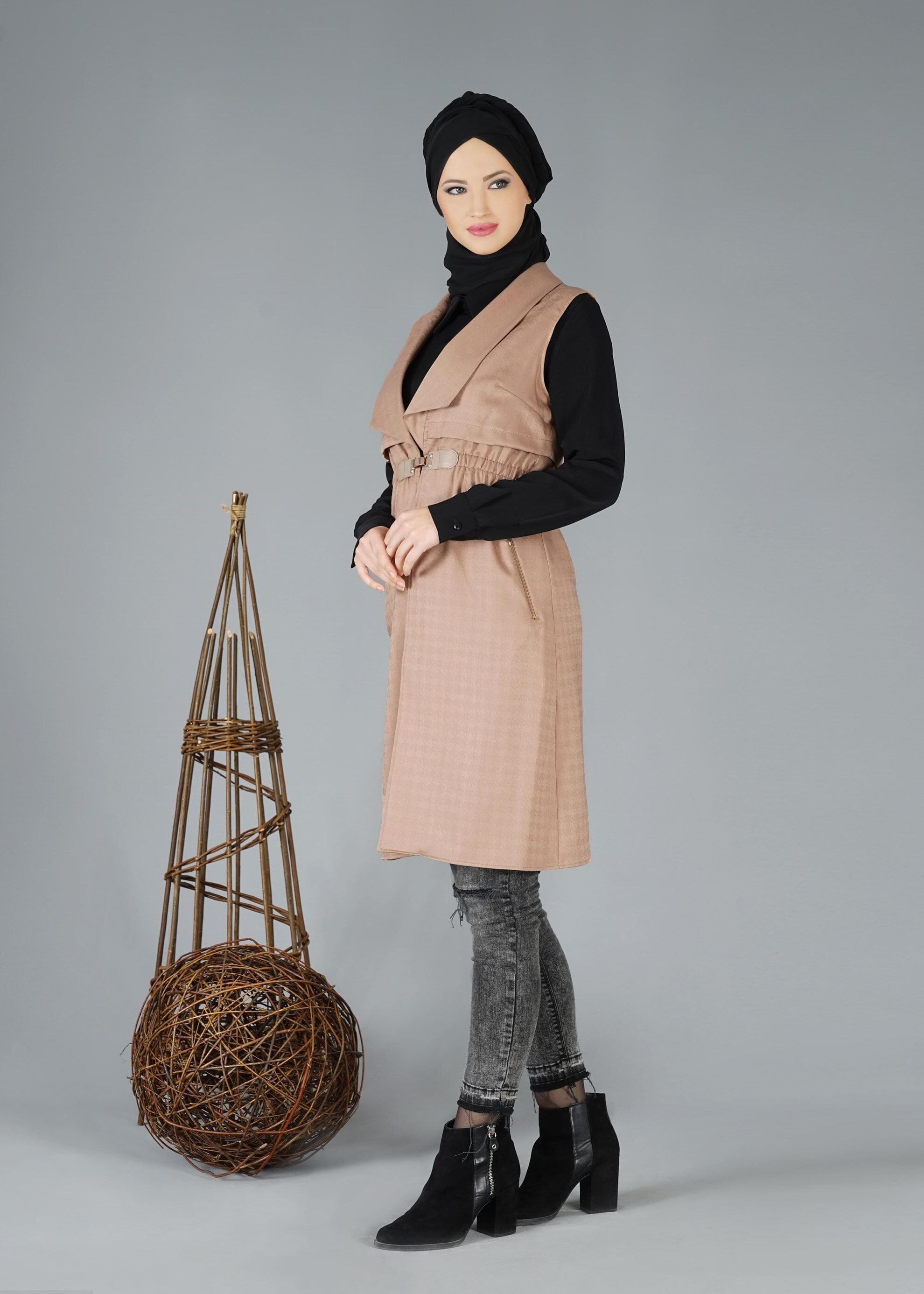 Tesettür giyim KAHVE 4774 YELEK