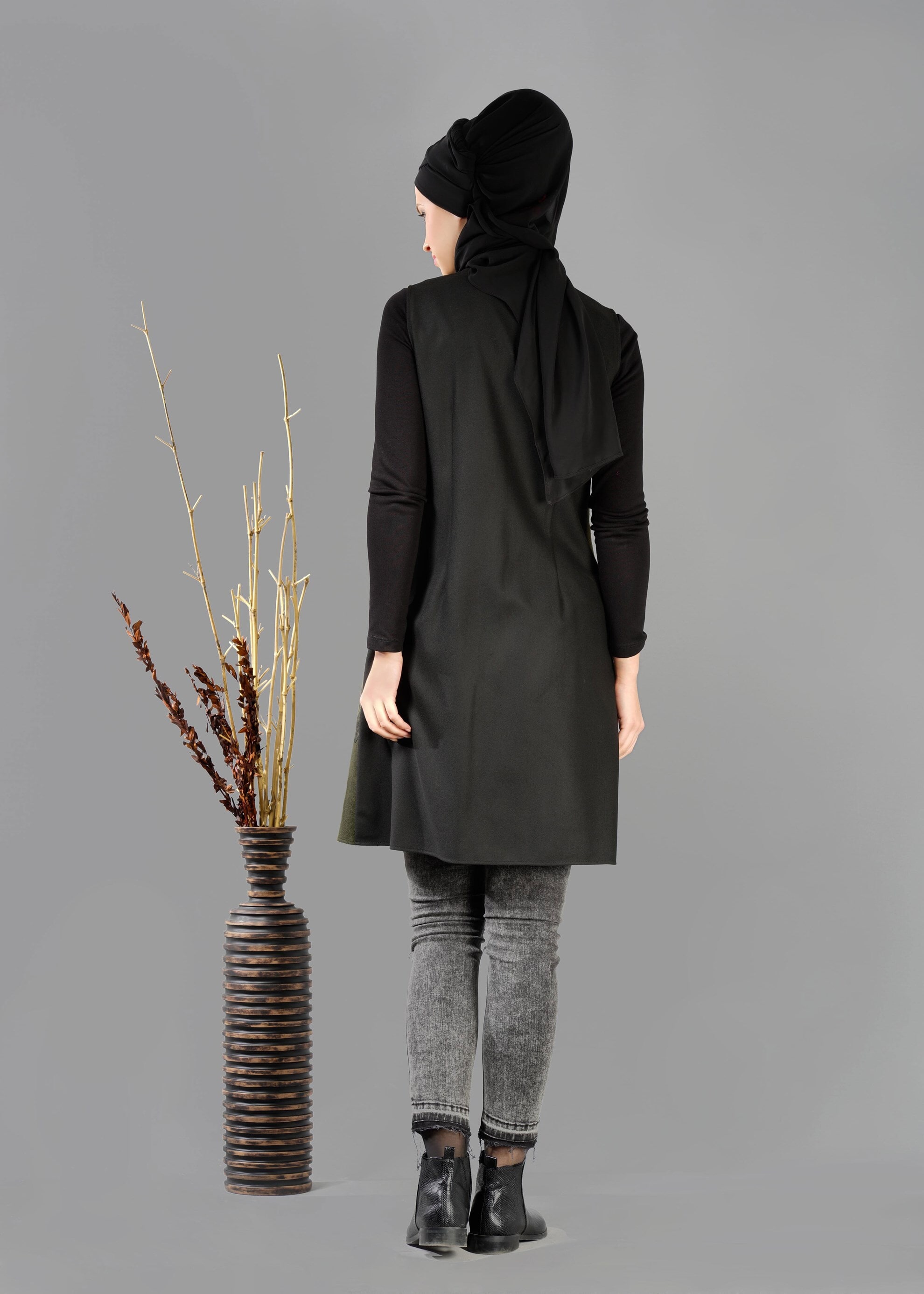 Tesettür giyim HAKİ 4786 YELEK