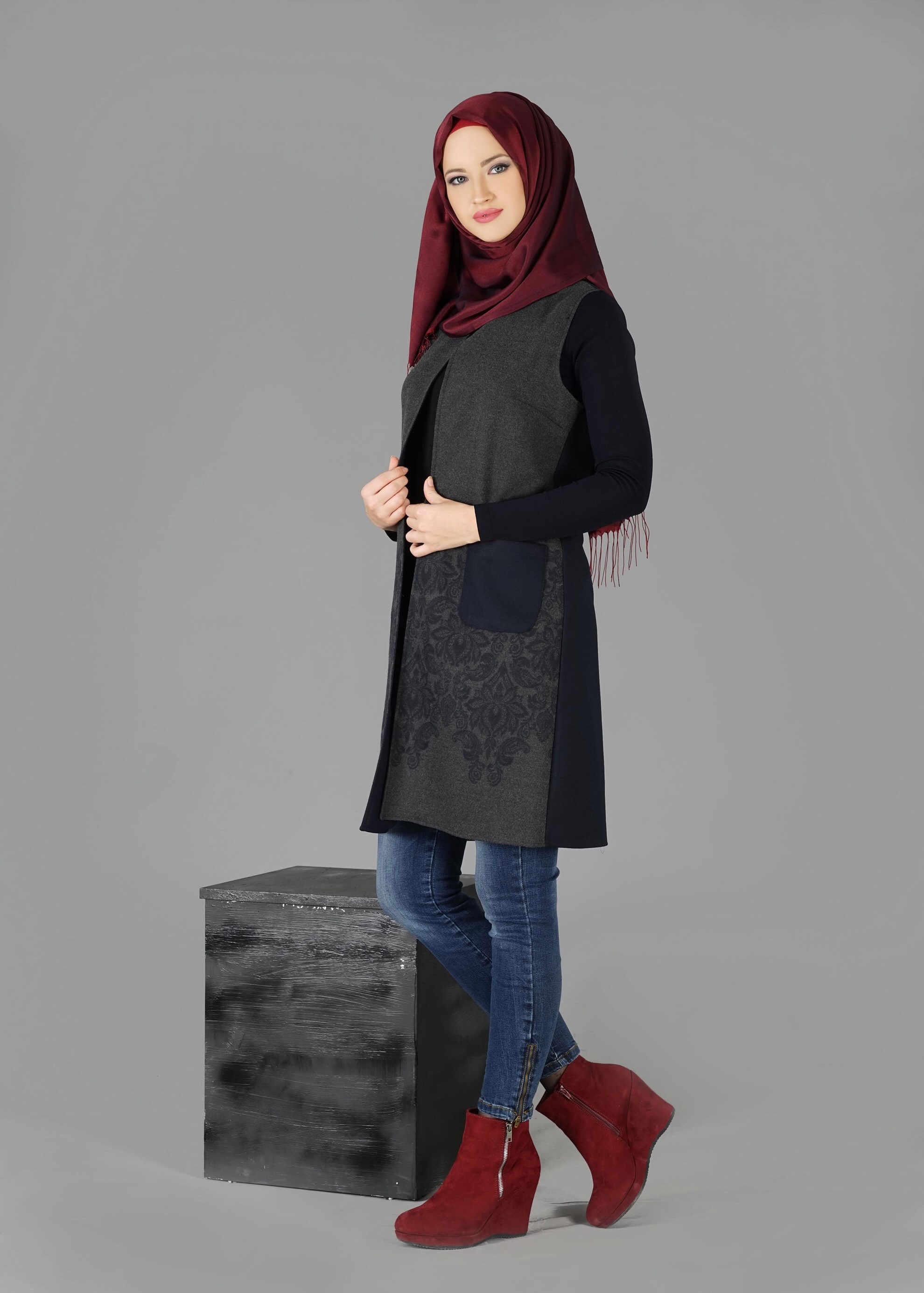 Tesettür giyim LACİVERT 4786 YELEK