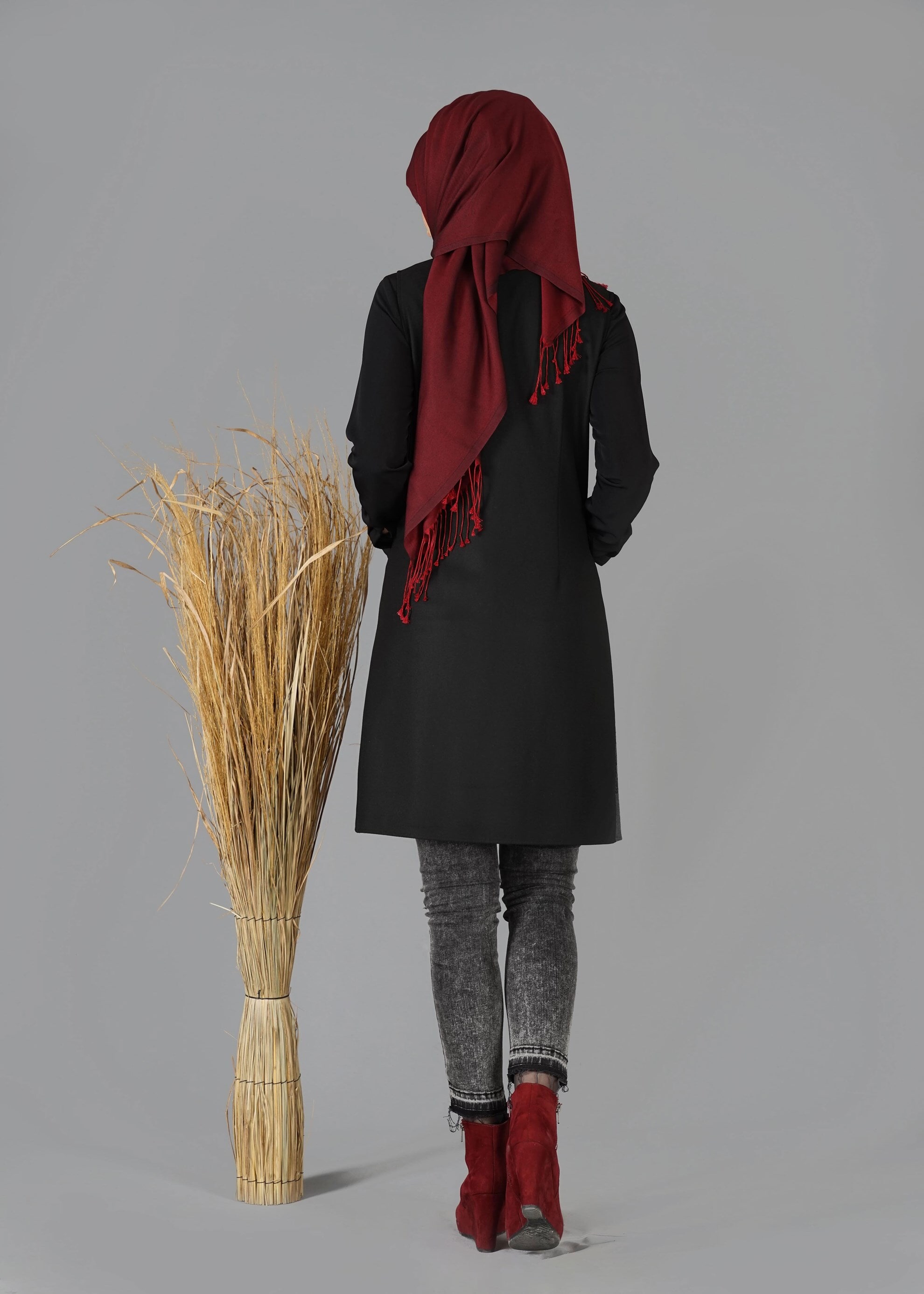 Tesettür giyim GRİ 4786 YELEK