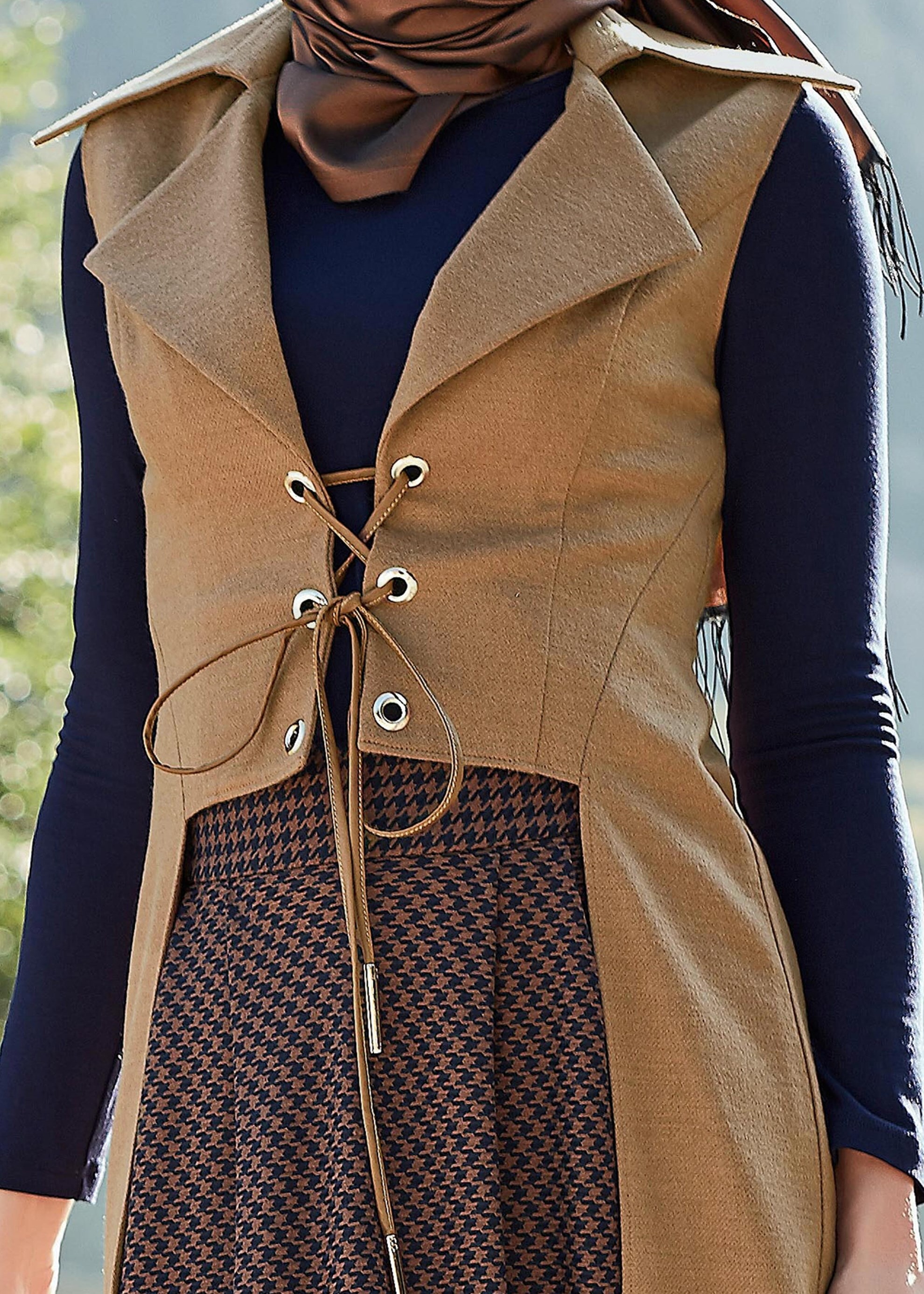 Tesettür giyim KAHVE 4792 YELEK