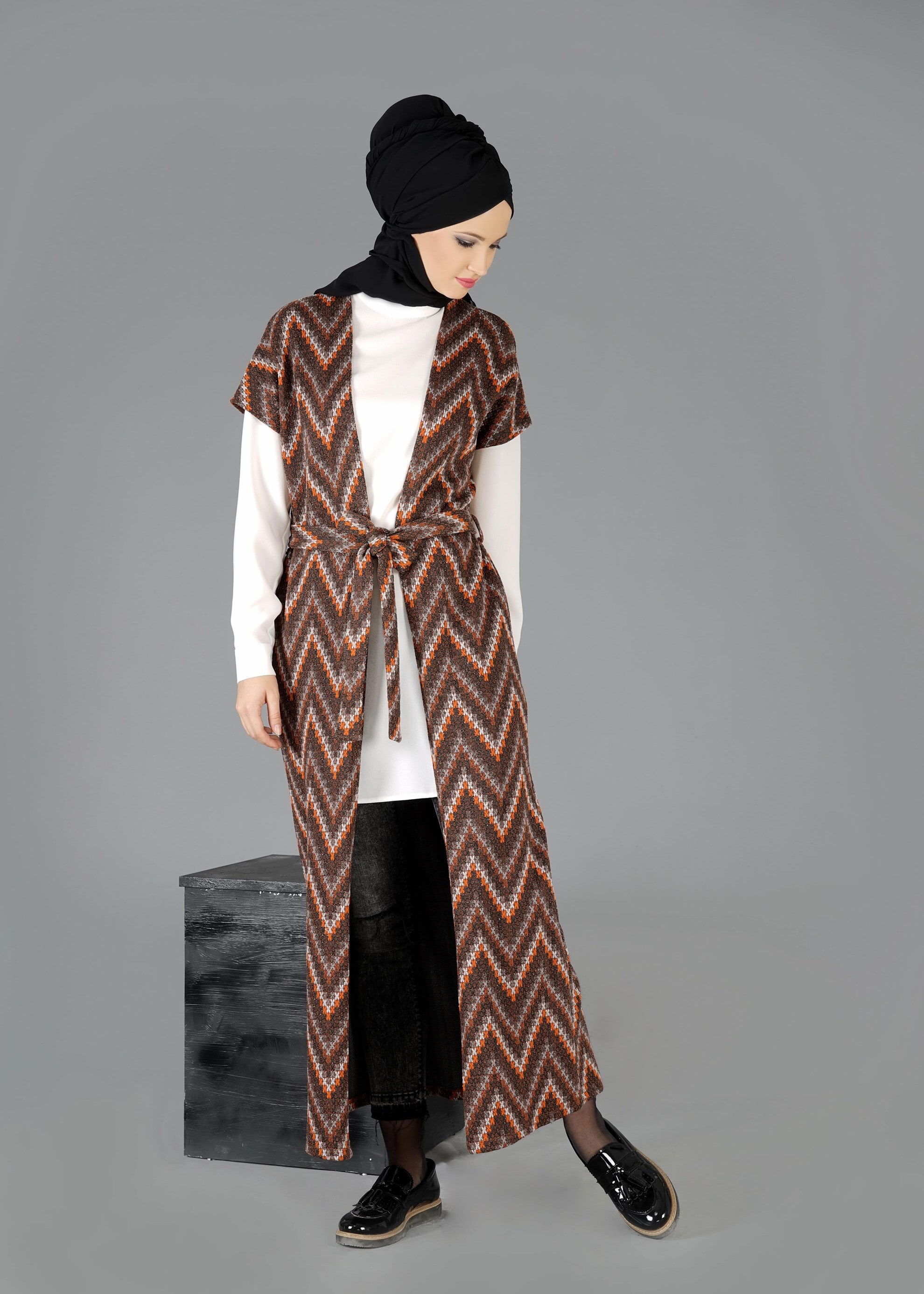 Tesettür giyim TURUNCU 4837 YELEK