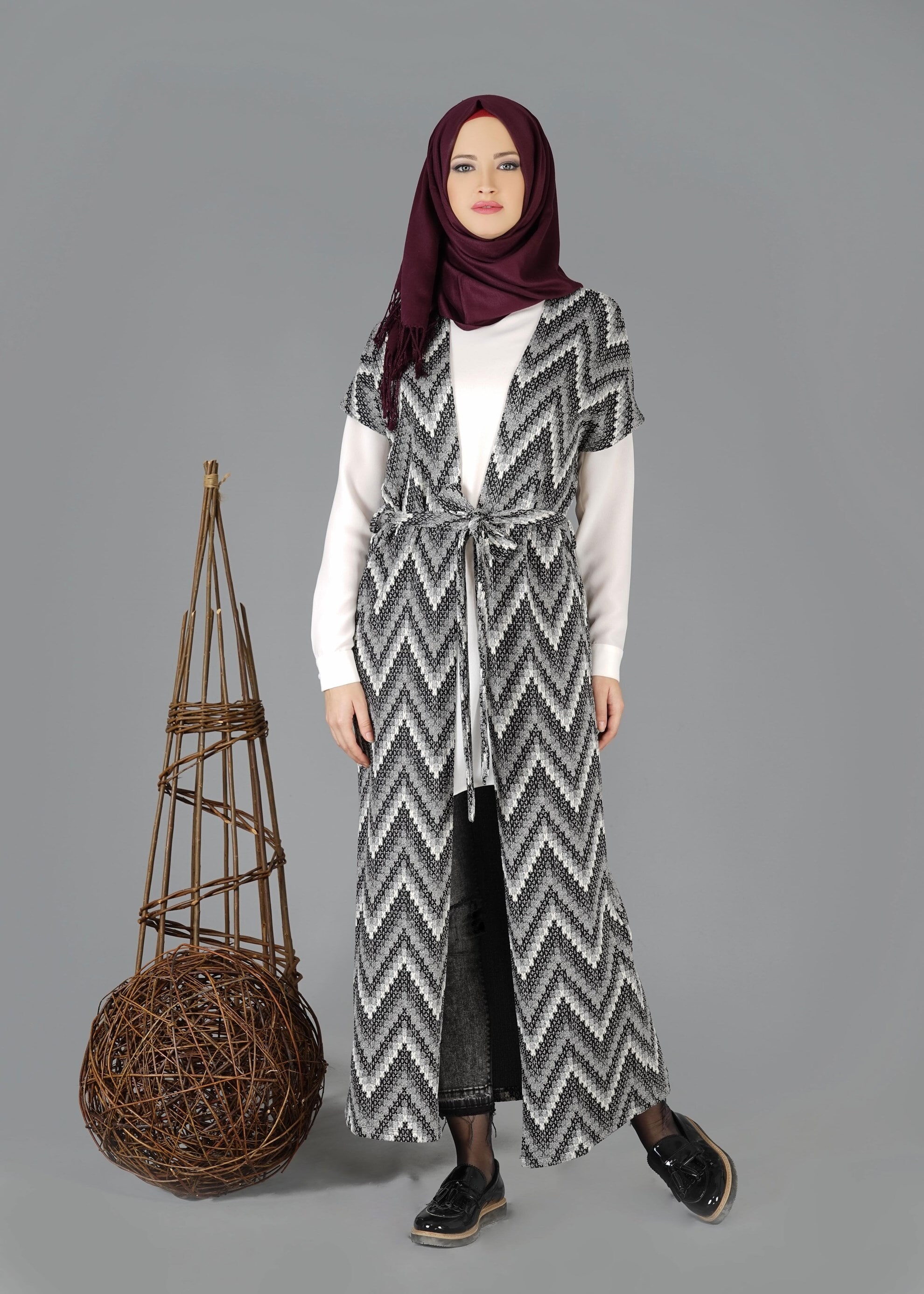 Tesettür giyim GRİ 4837 YELEK