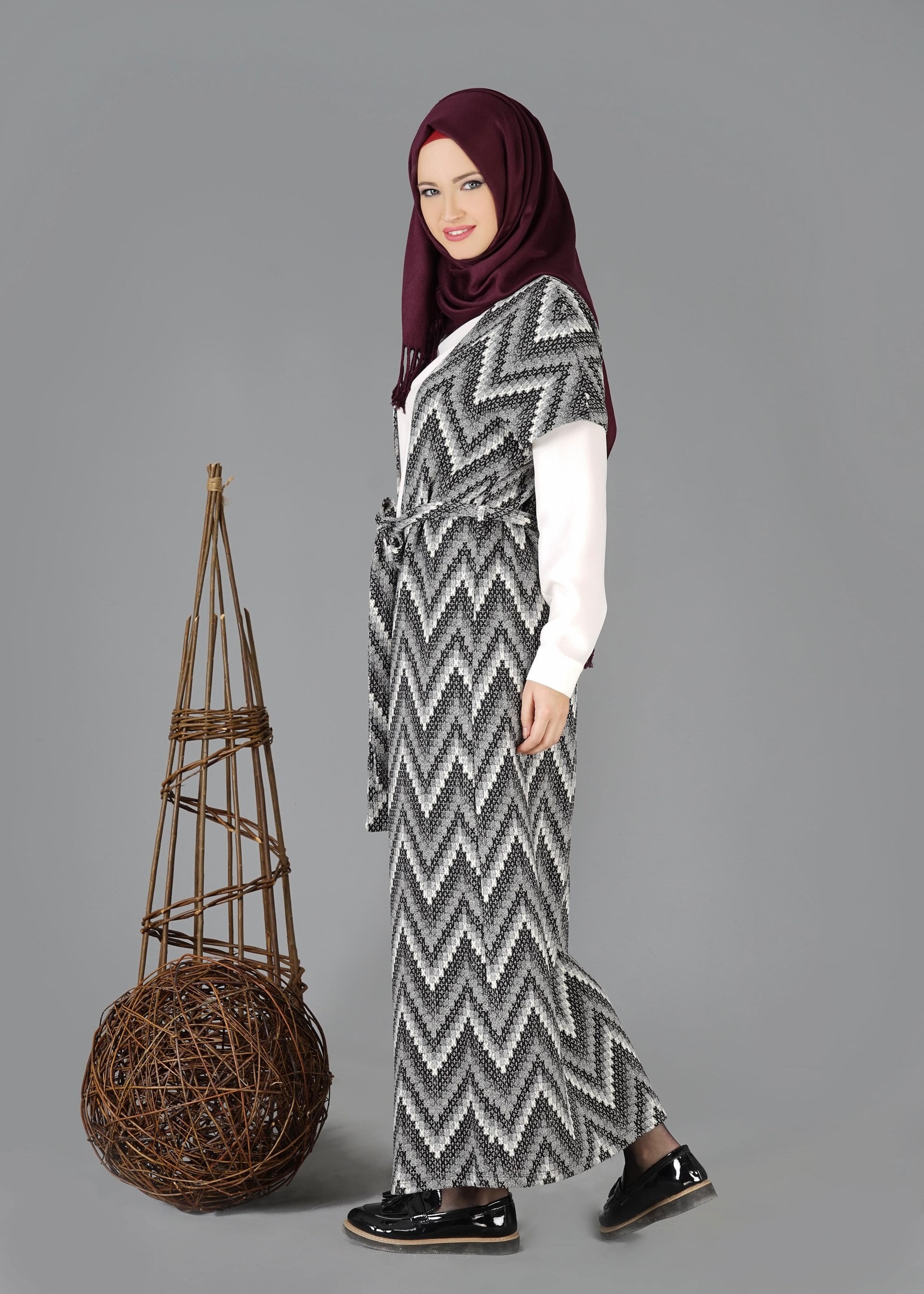 Tesettür giyim GRİ 4837 YELEK