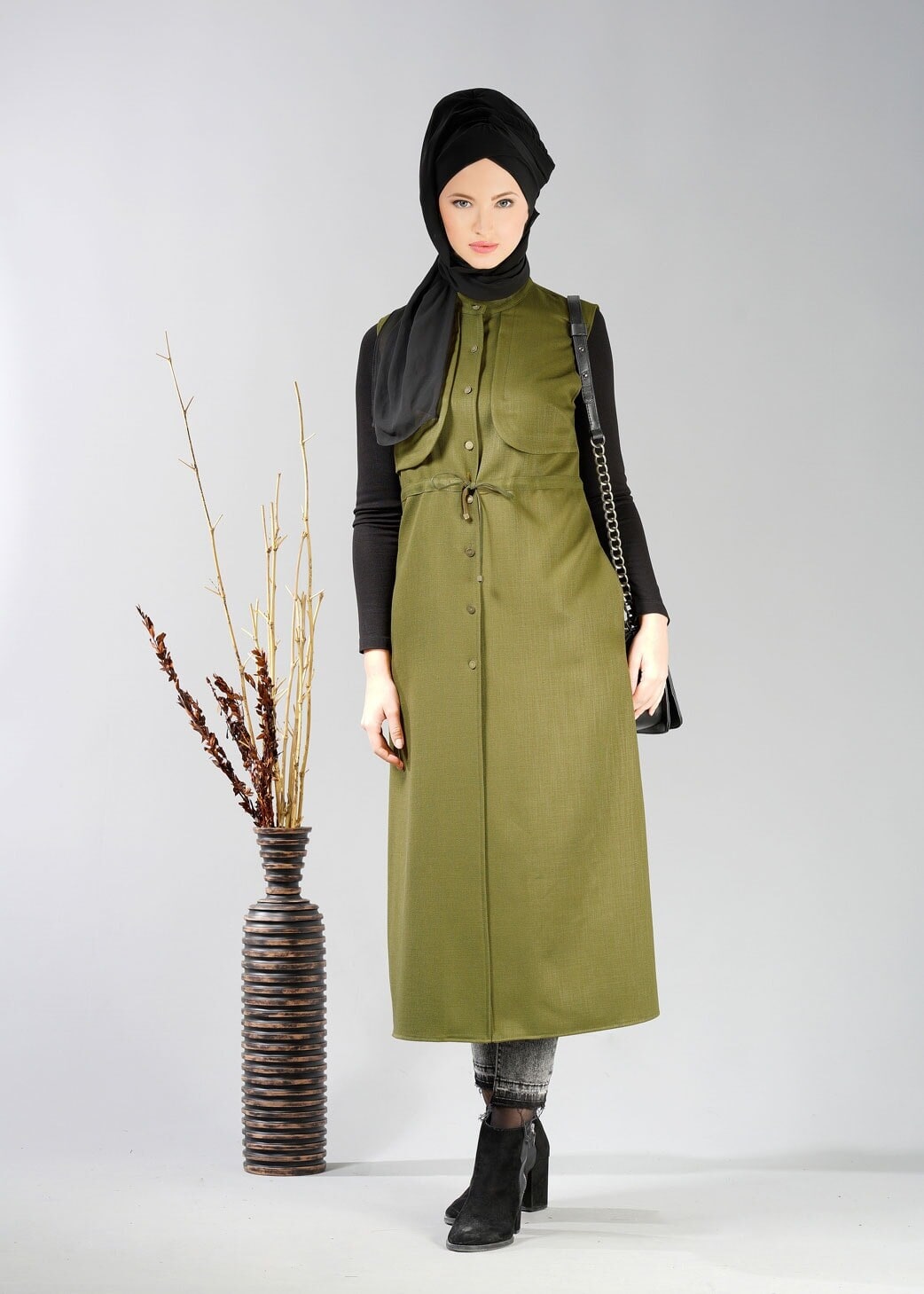 Tesettür giyim YEŞİL 4852 YELEK