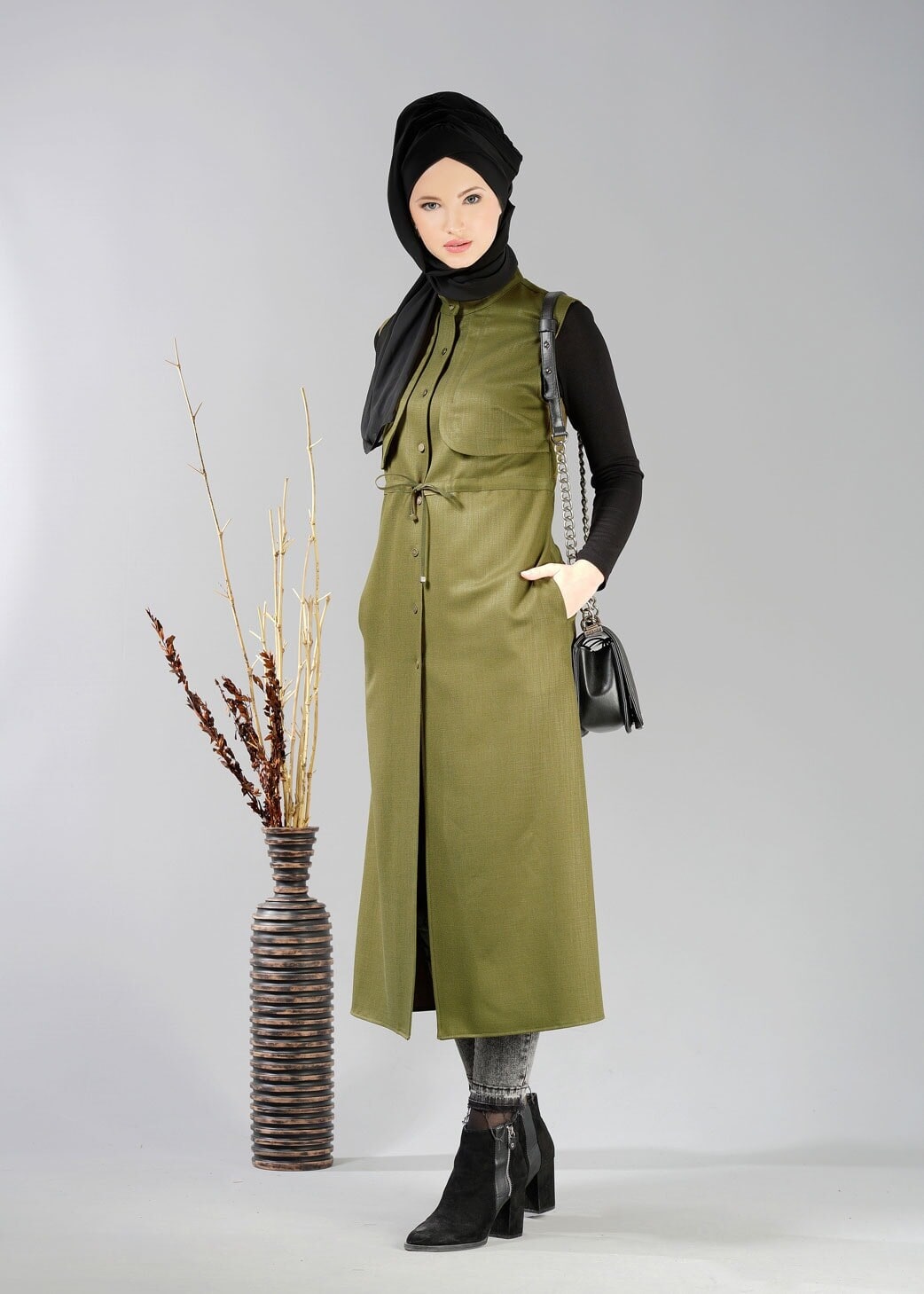Tesettür giyim YEŞİL 4852 YELEK