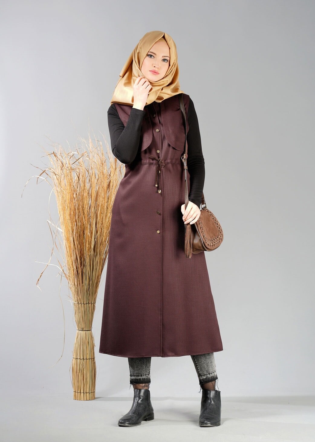 Tesettür giyim KAHVE 4852 YELEK