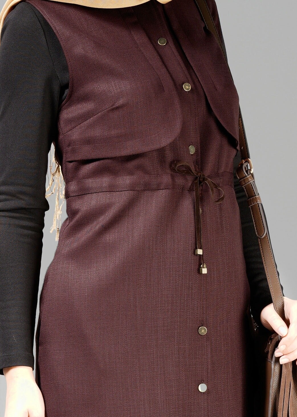 Tesettür giyim KAHVE 4852 YELEK