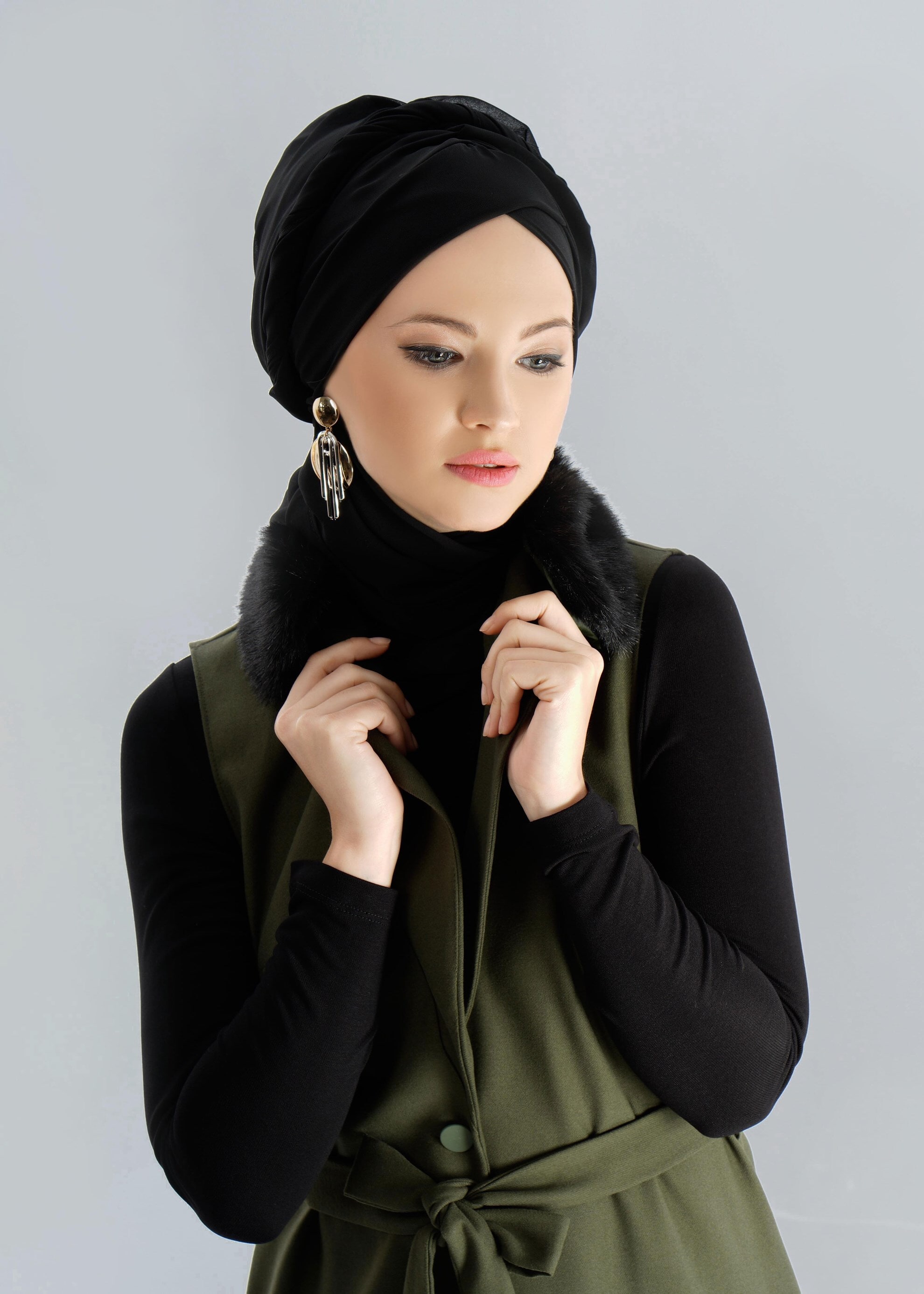 Tesettür giyim HAKİ 4868 YELEK