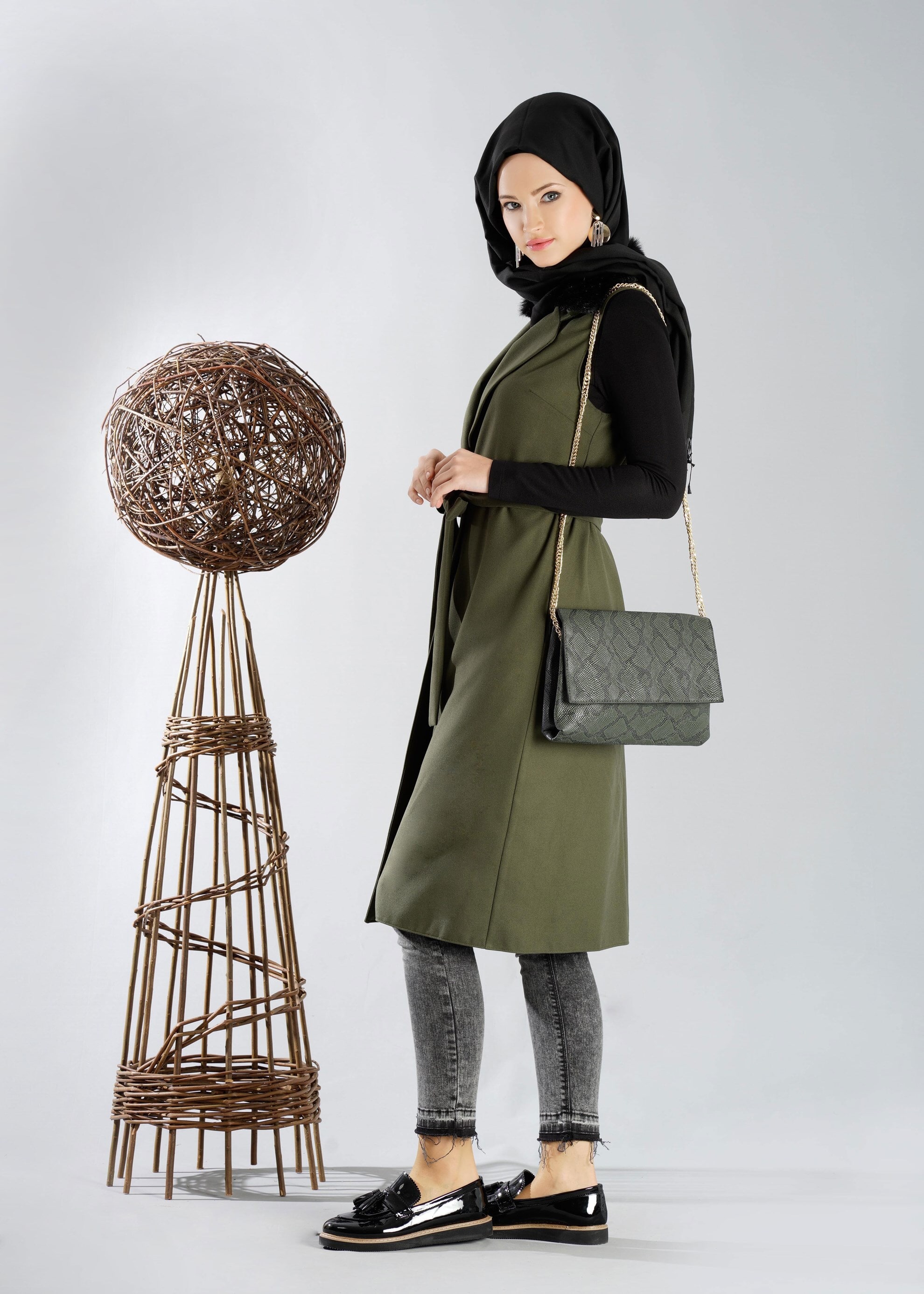 Tesettür giyim HAKİ 4868 YELEK