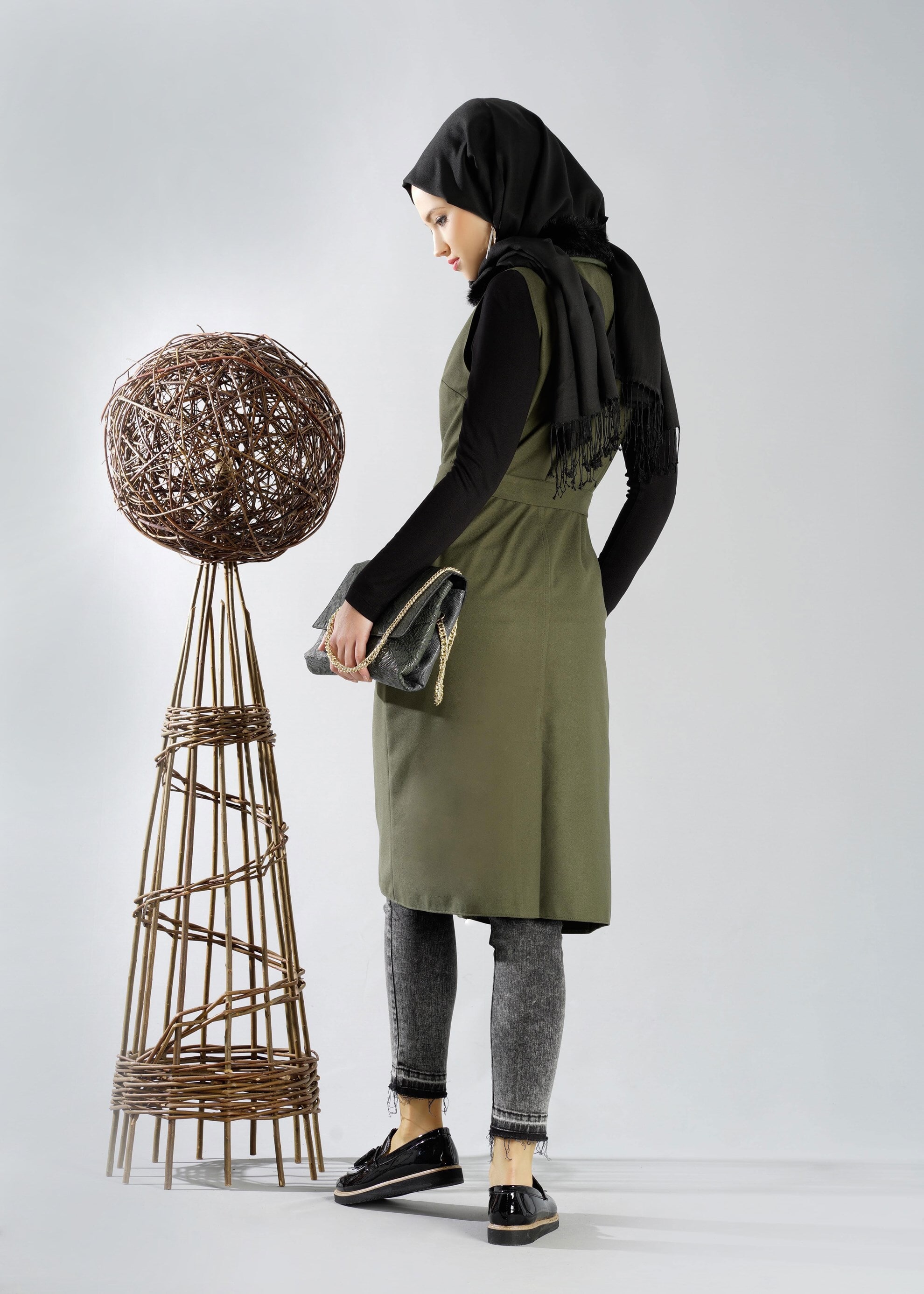 Tesettür giyim HAKİ 4868 YELEK